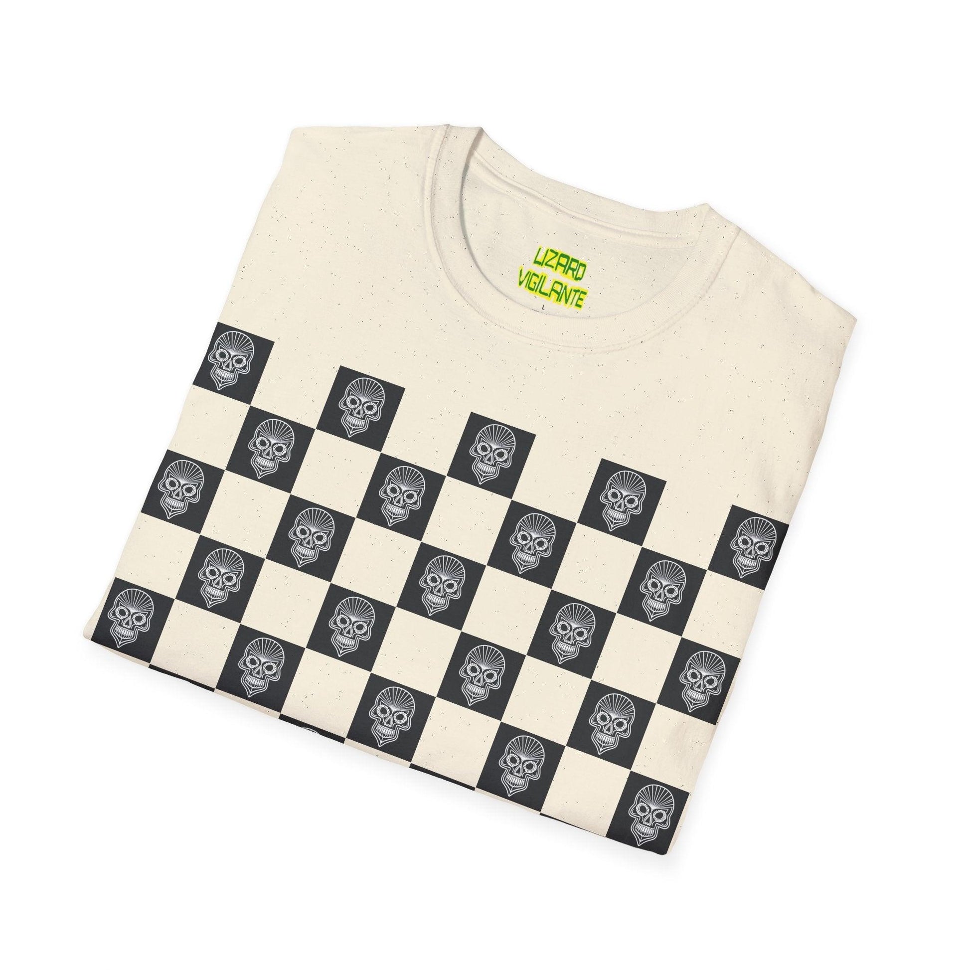 Checkerboard Skull Unisex Softstyle T-Shirt - Lizard Vigilante