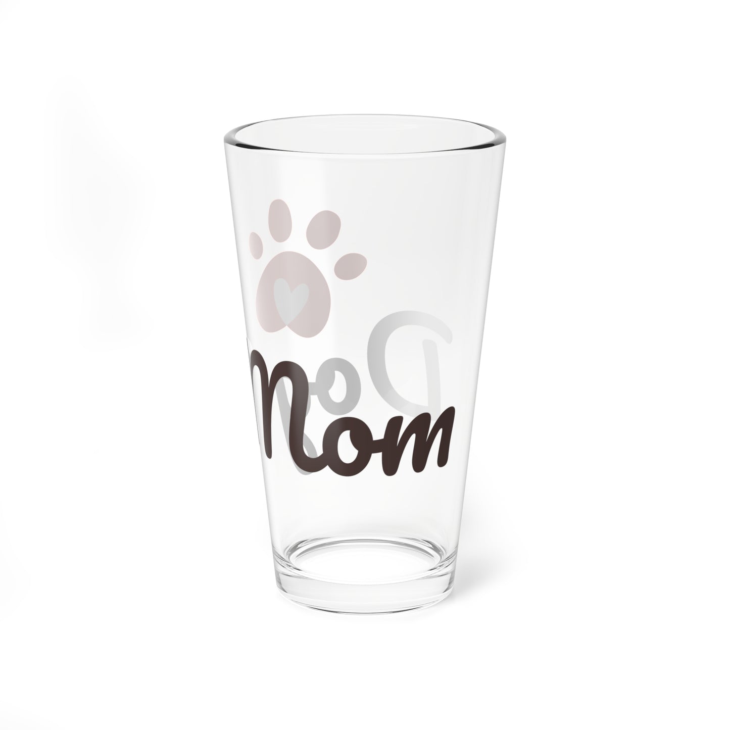 Dog Mom 16oz Mixing Glass – Cute Pawprint Cocktail & Beverage Glass