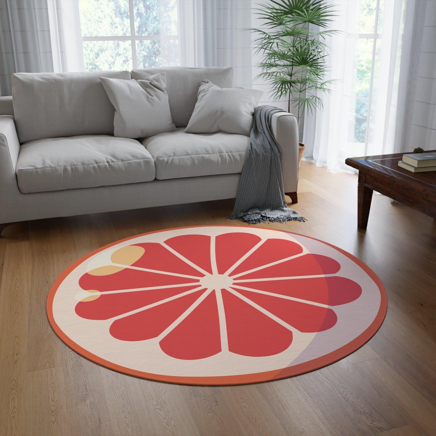 Grapefruit Sliced Round Rug - Lizard Vigilante