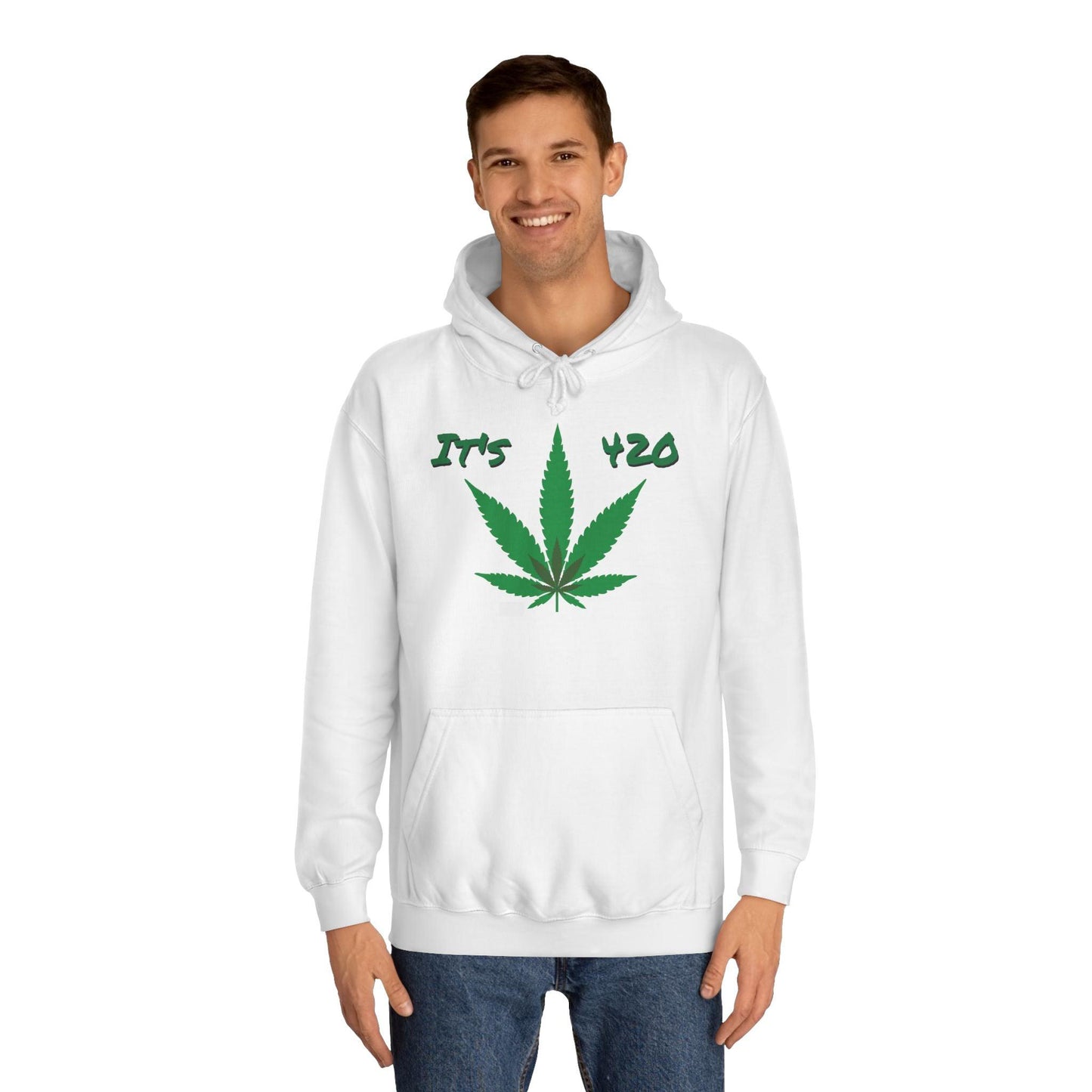 It's 420 Pot Leaf Unisex College Hoodie - White - Premium Hoodie from Printify - Just $49.07! Shop now at Lizard Vigilante