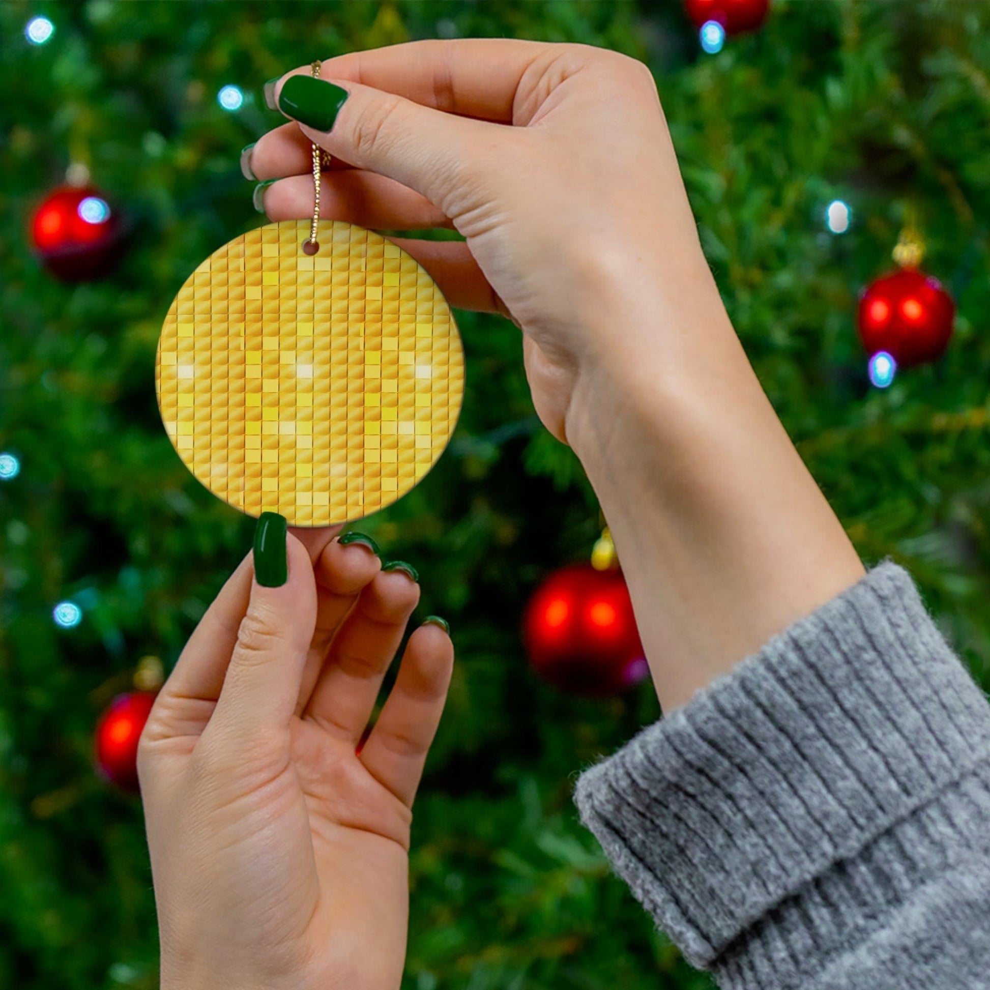 GoldStakt Ceramic Ornament, 4 Shapes Circle, Heart, Star, Snowflake - Lizard Vigilante