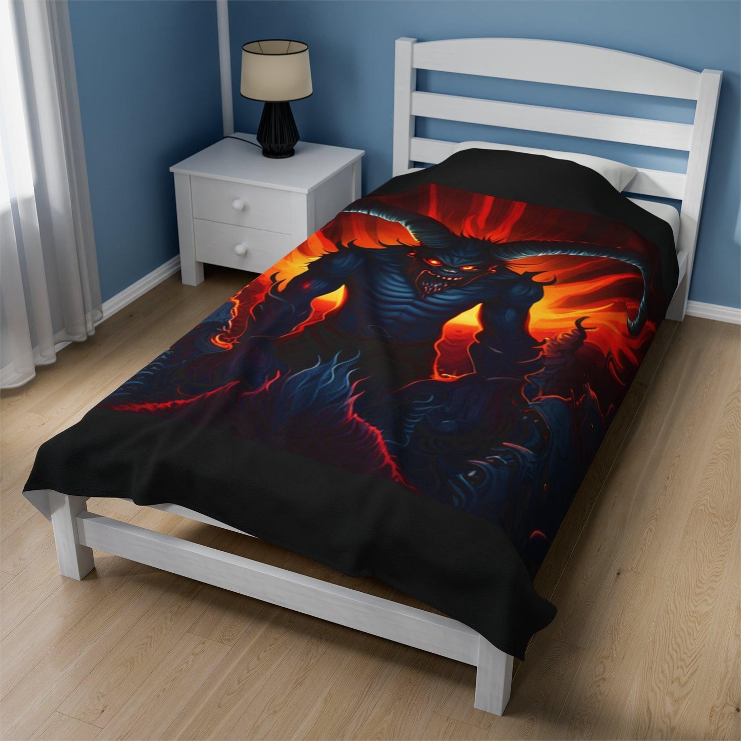 Horny Devil Velveteen Plush Blanket - Lizard Vigilante