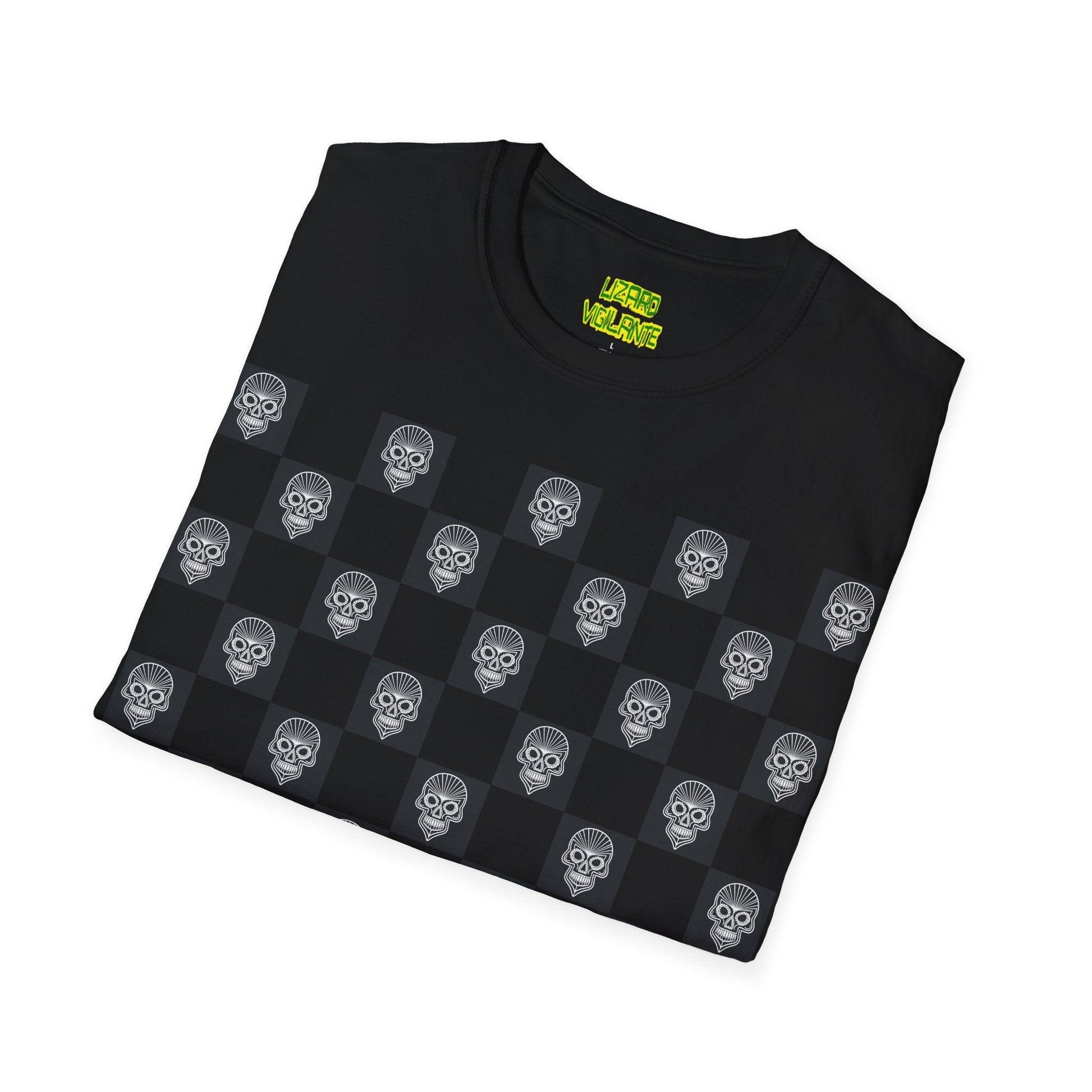 Checkerboard Skull Unisex Softstyle T-Shirt - Lizard Vigilante