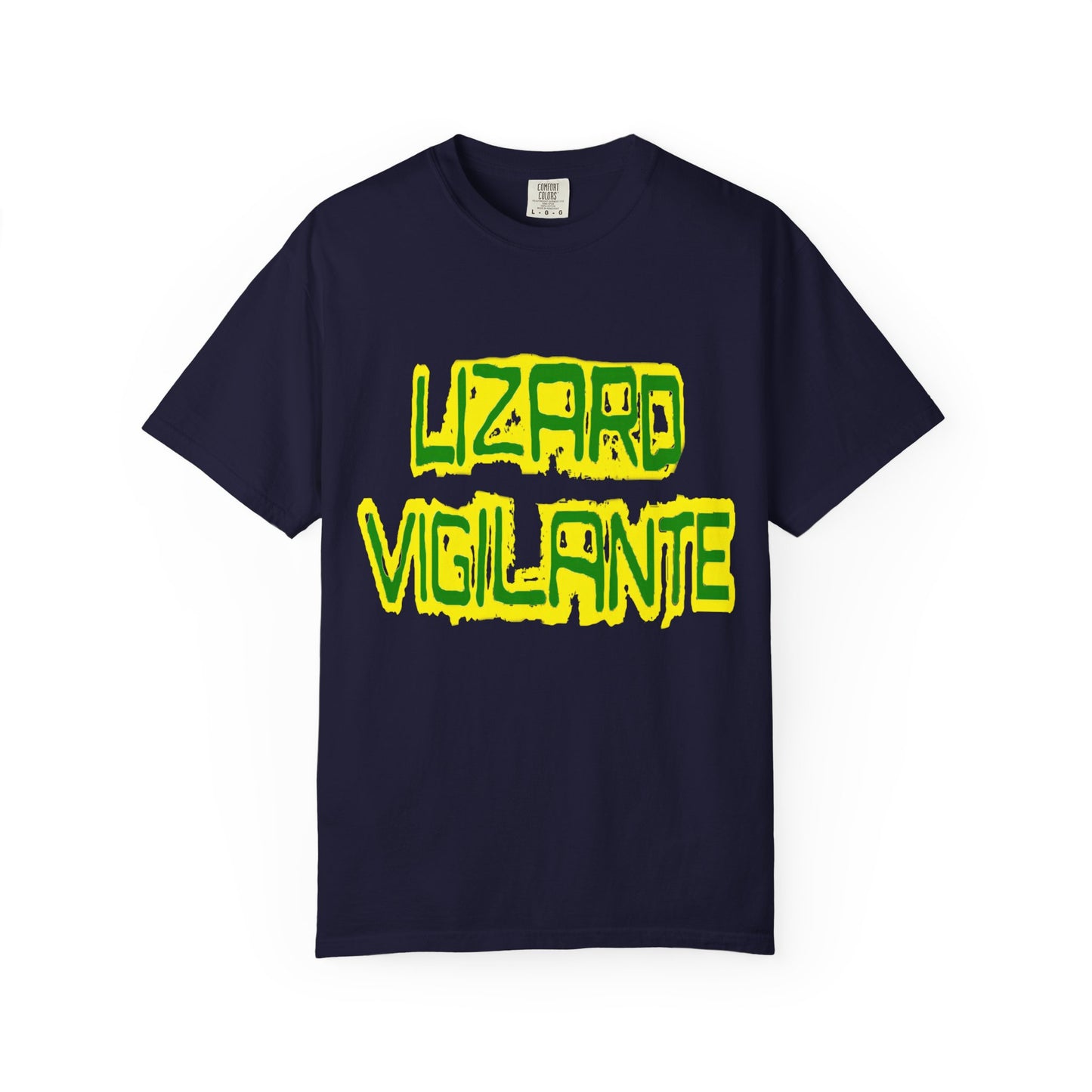 Lizard Vigilante Graphic T-Shirt — Bold Green & Yellow Streetwear Tee