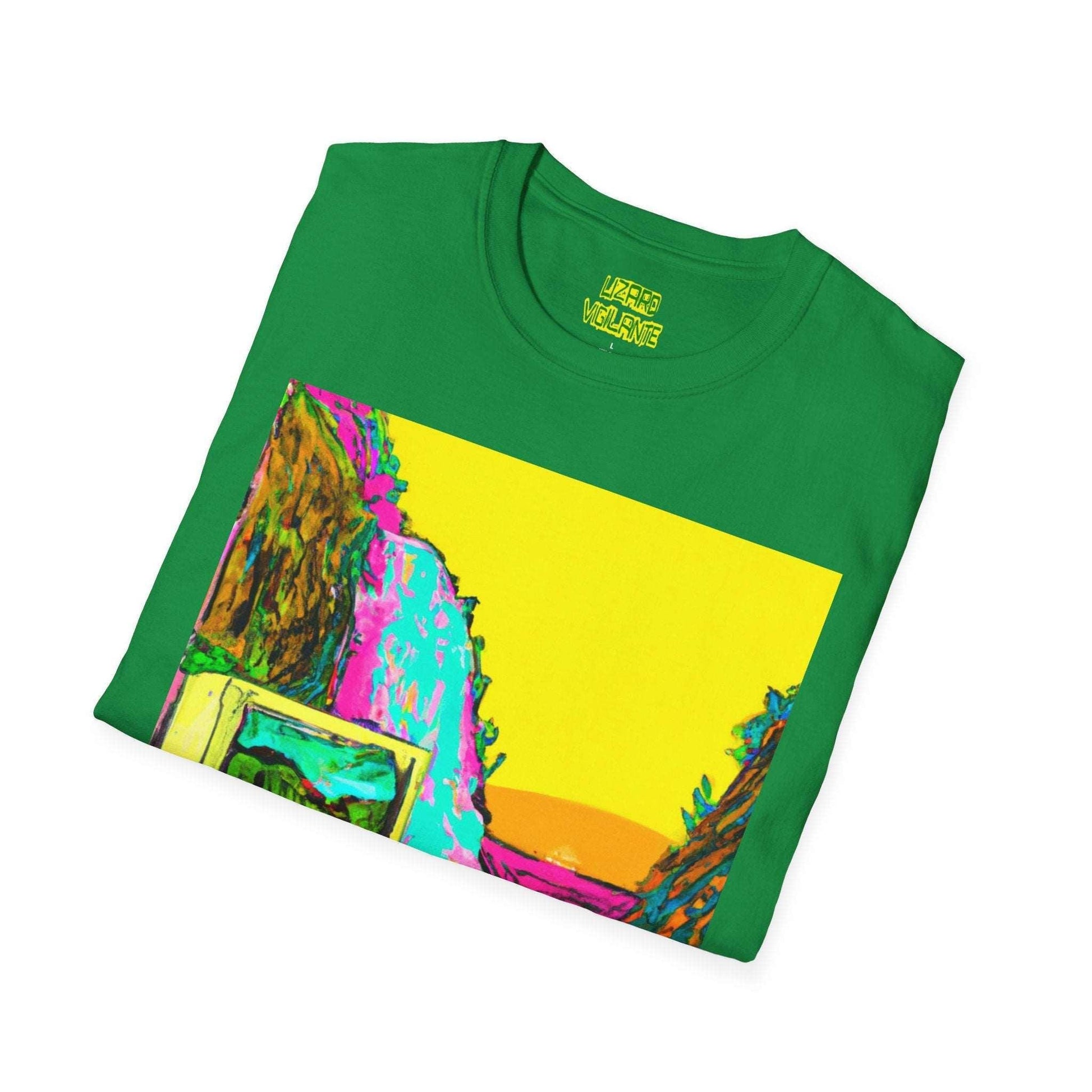 90s Monitor Waterfall Unisex Softstyle T-Shirt - Lizard Vigilante