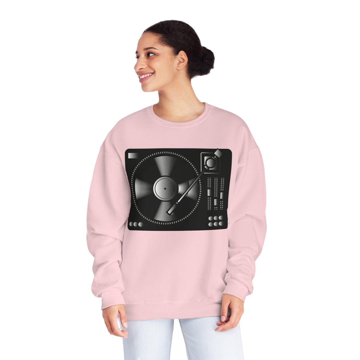 Turntable Record Player Unisex NuBlend® Crewneck DJ Sweatshirt - Lizard Vigilante