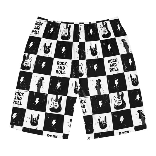 Rock And Roll Squares Men's Board Shorts - Premium All Over Prints from Printify - Just $39.21! Shop now at Lizard Vigilante