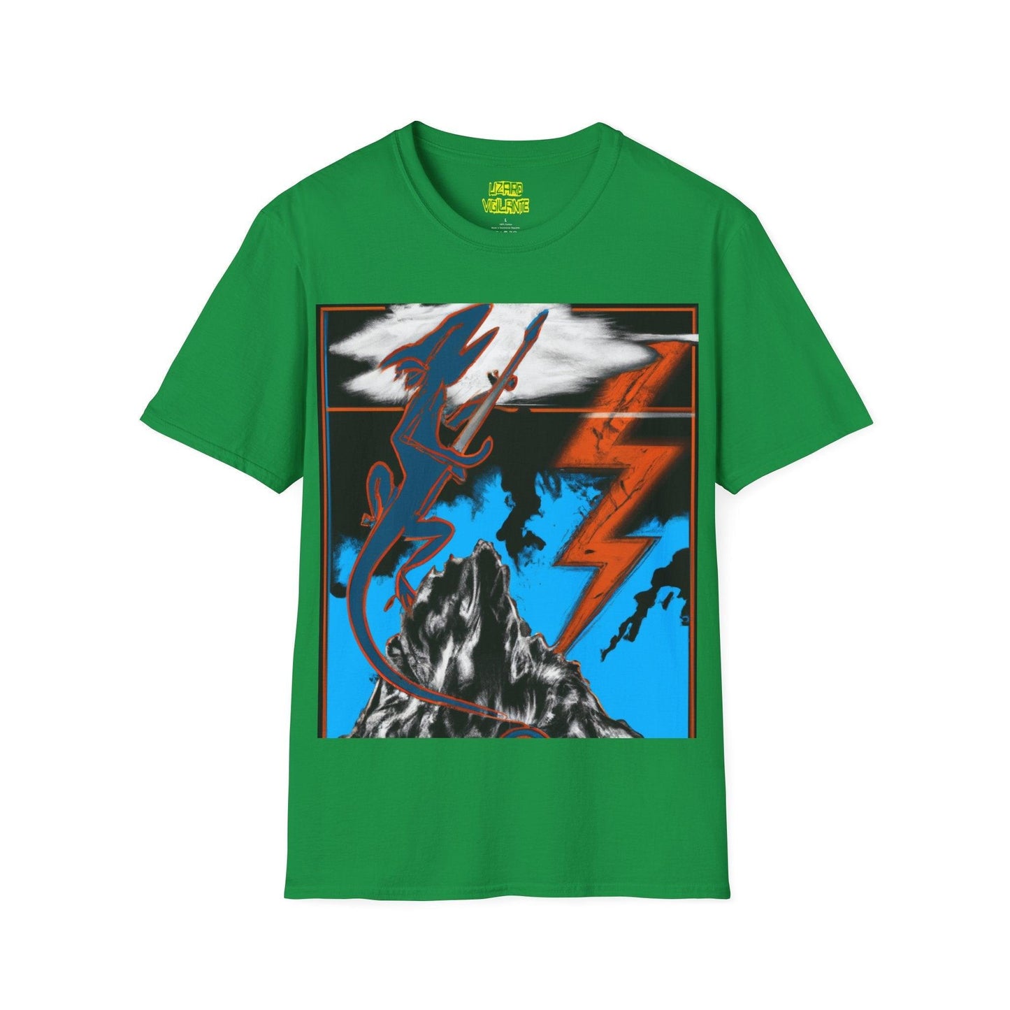 Lizard Vigilante on the Mountain Unisex Softstyle T-Shirt - Lizard Vigilante