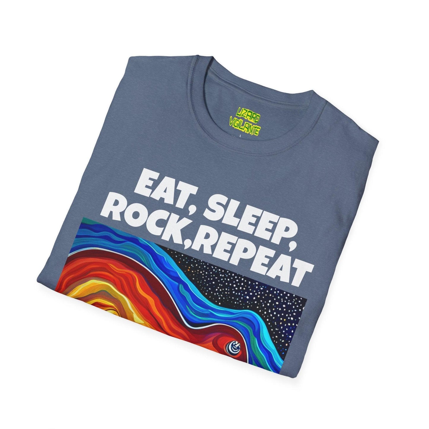 Eat, Sleep, Rock, Repeat Unisex Softstyle T-Shirt - Lizard Vigilante