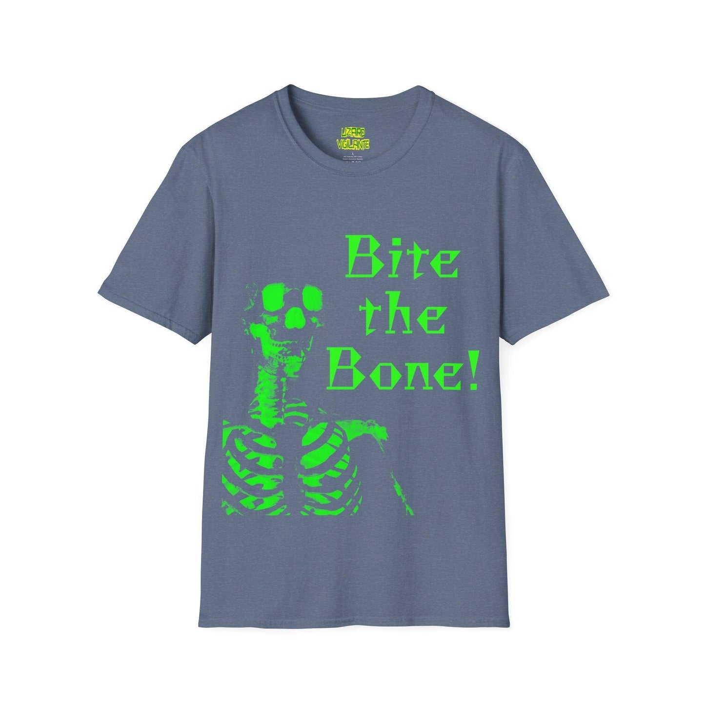 Bite the Bone! Skeleton Unisex Softstyle T-Shirt - Lizard Vigilante