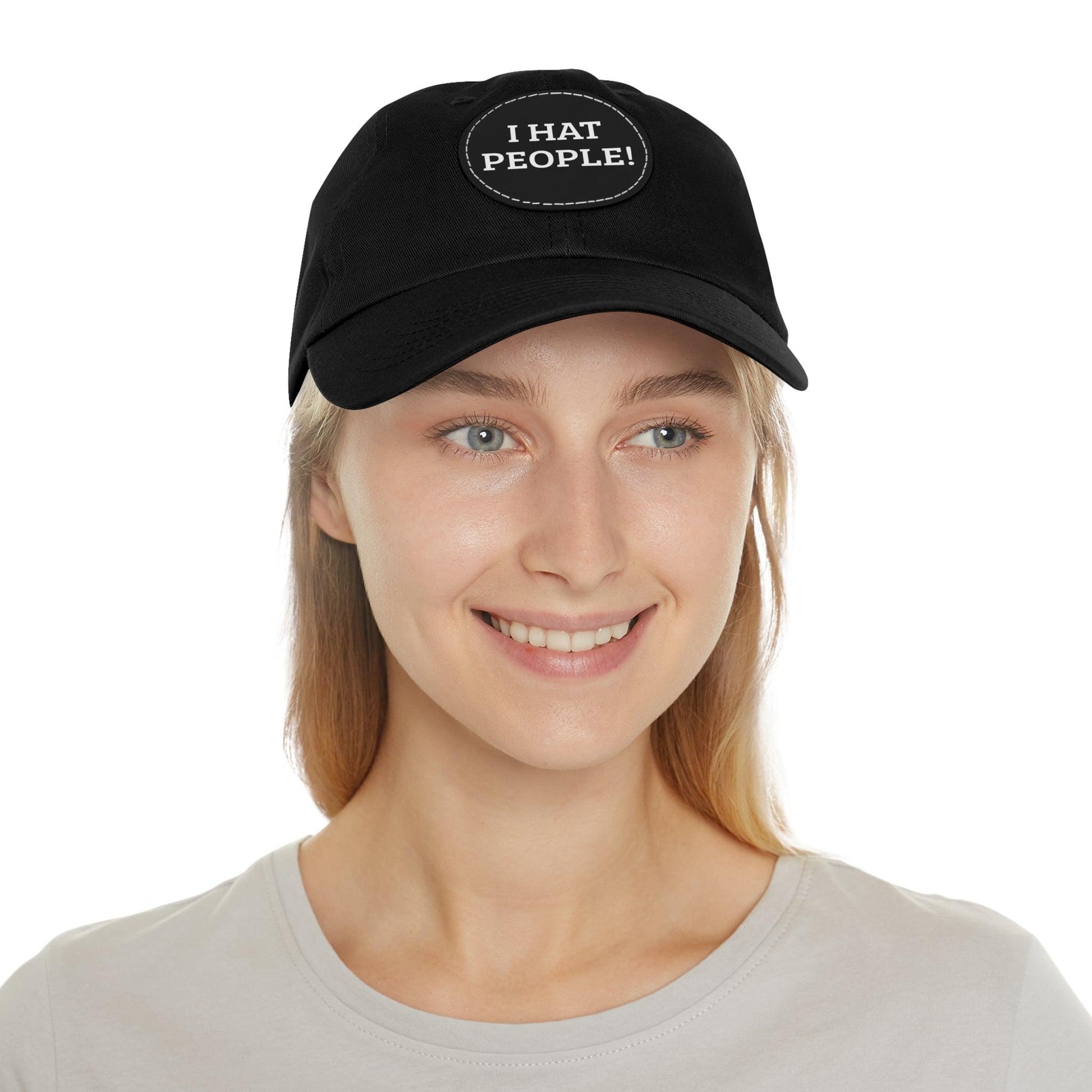 I HAT PEOPLE! Dad Hat with Leather Patch (Round) - Lizard Vigilante