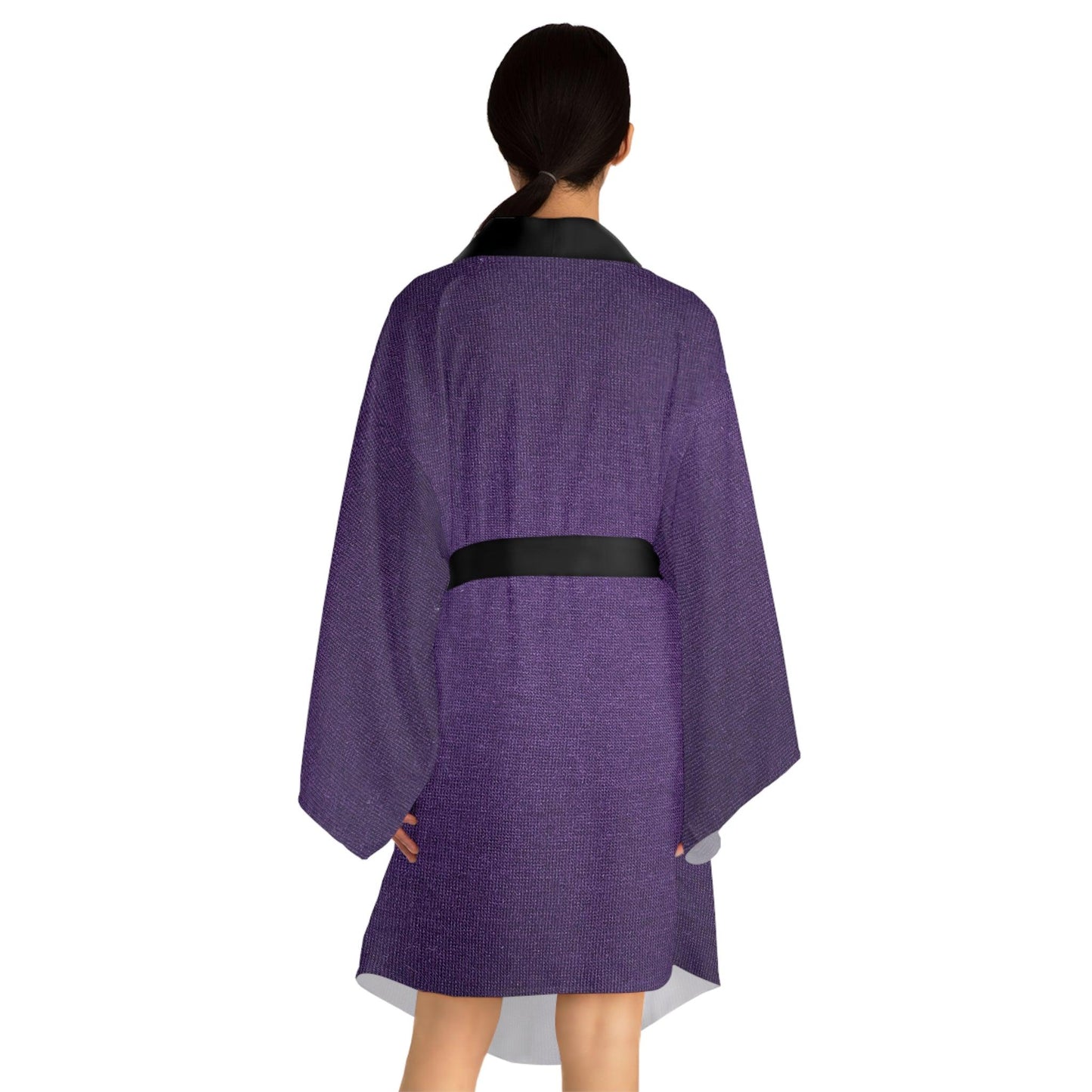 Faux Purple Silk Long Sleeve Kimono Robe - Lizard Vigilante