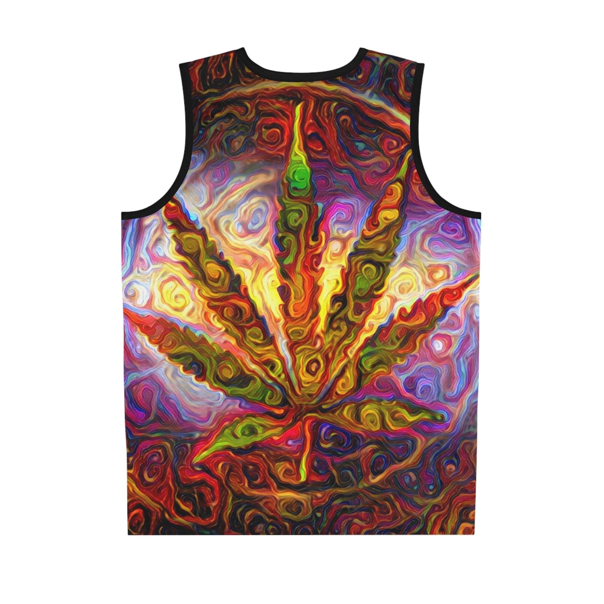 Psychedelic Pot Leaf Basketball Jersey - Lizard Vigilante