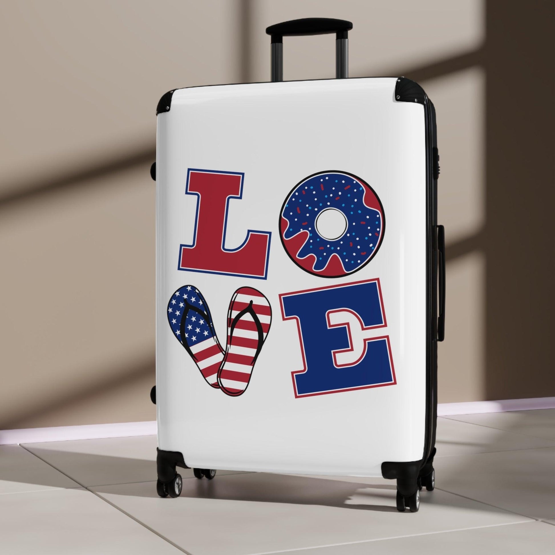 LOVE Suitcase in Red, White and Blue Summer Design - Lizard Vigilante