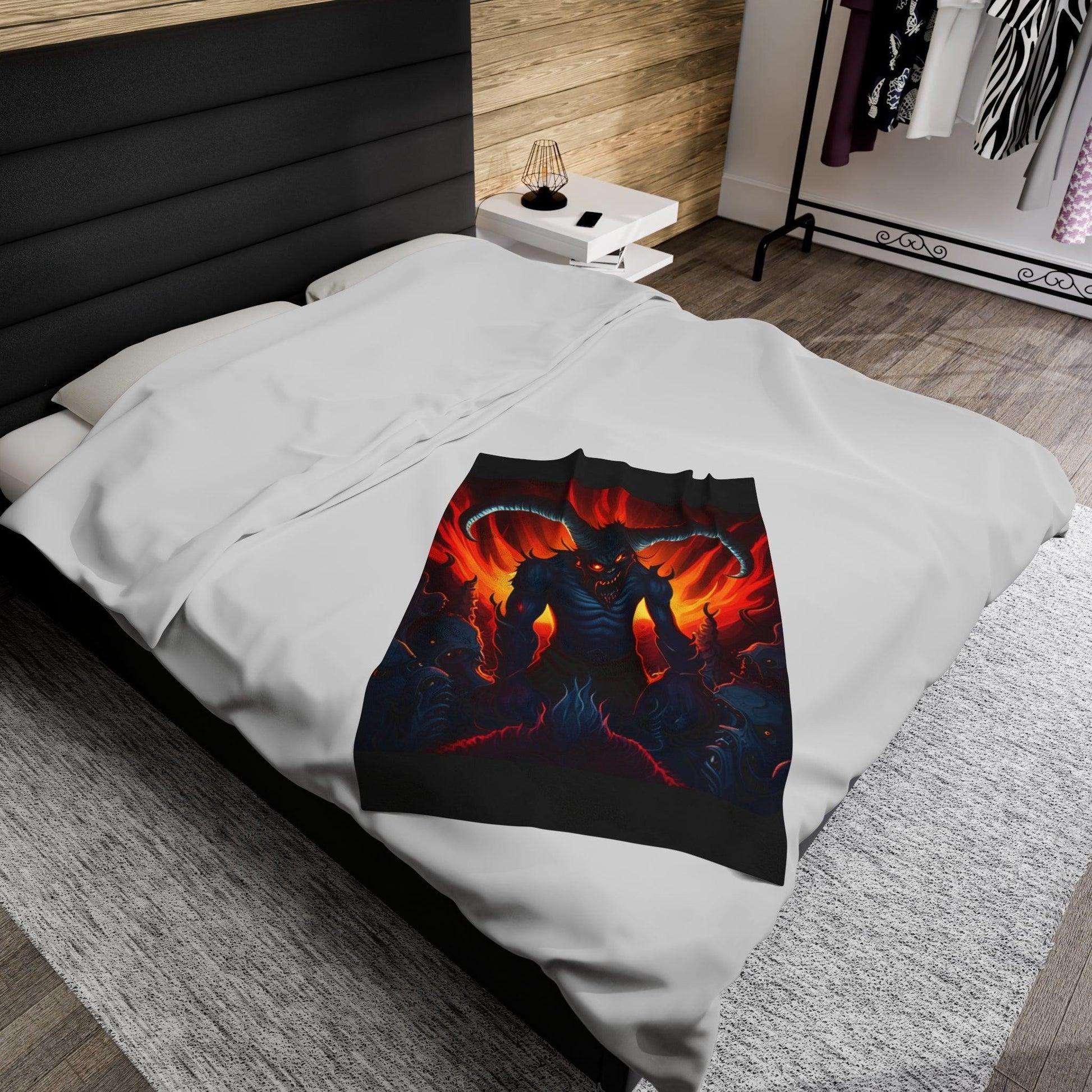 Horny Devil Velveteen Plush Blanket - Lizard Vigilante