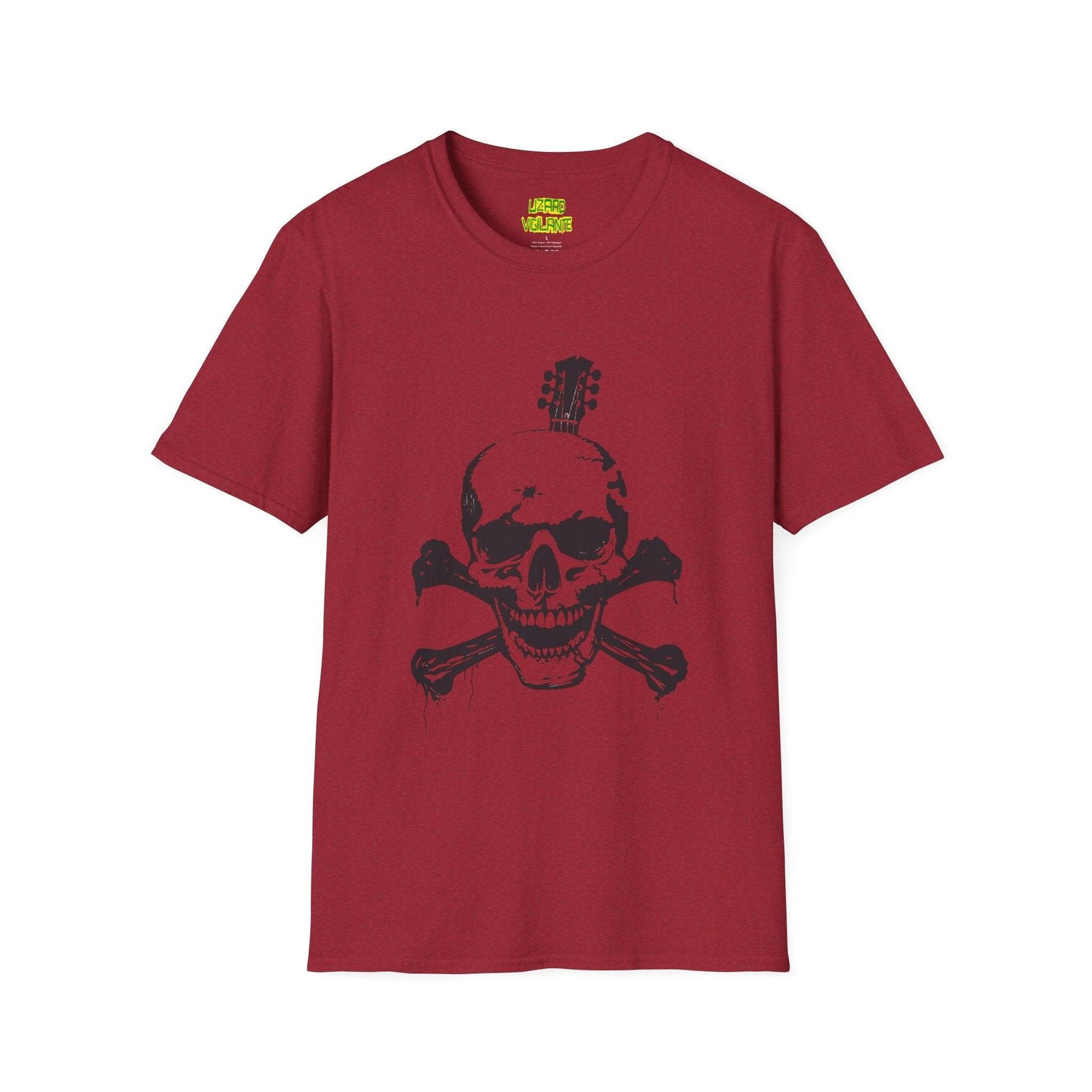 Guitar Skull Cross Bones Unisex Softstyle T-Shirt - Lizard Vigilante