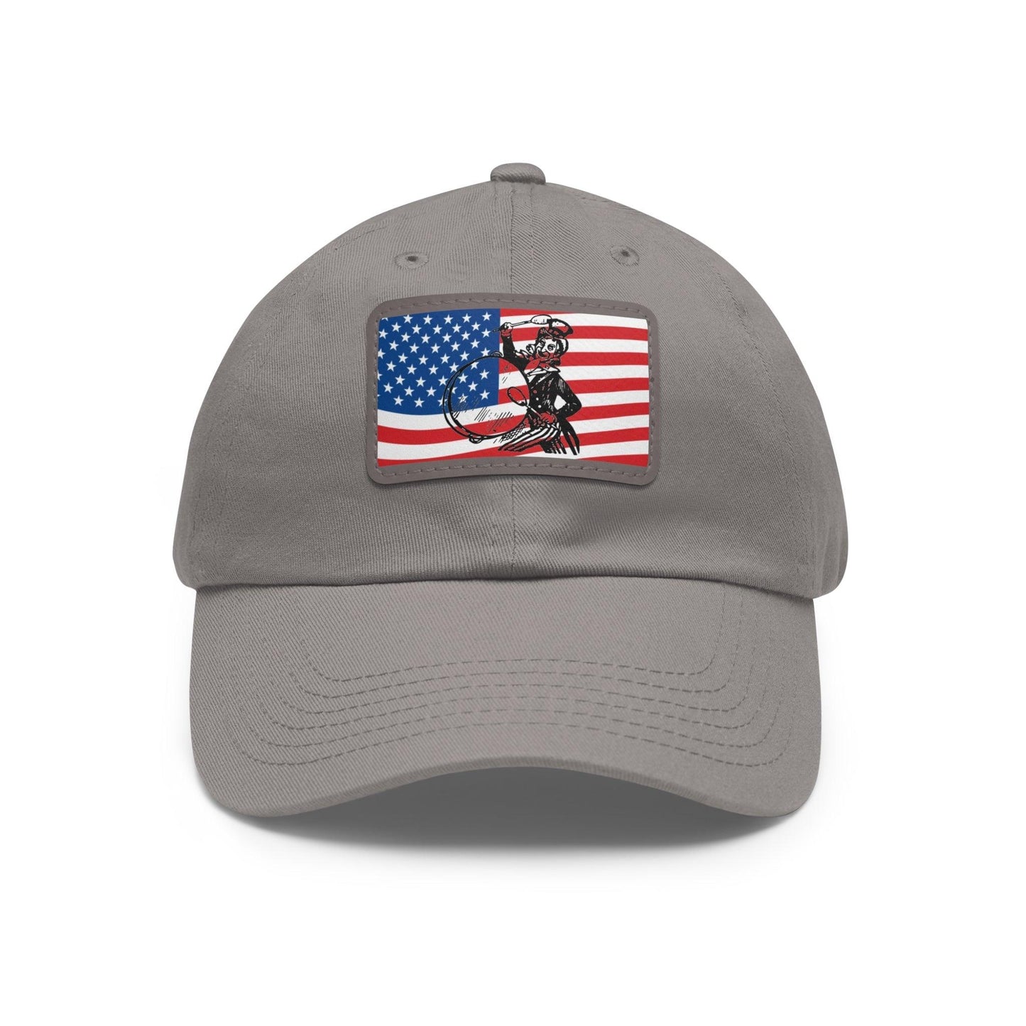 American Flag With Uncle Sam Drummer Dad Hat with Leather Patch (Rectangle) - Lizard Vigilante