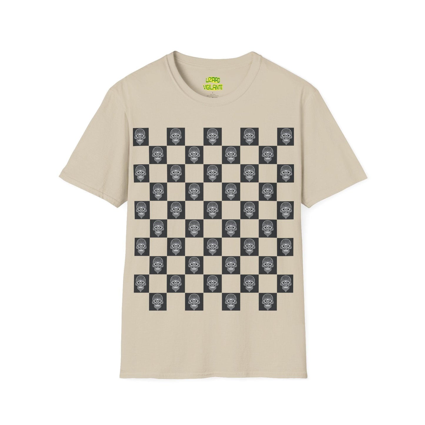 Checkerboard Skull Unisex Softstyle T-Shirt - Lizard Vigilante