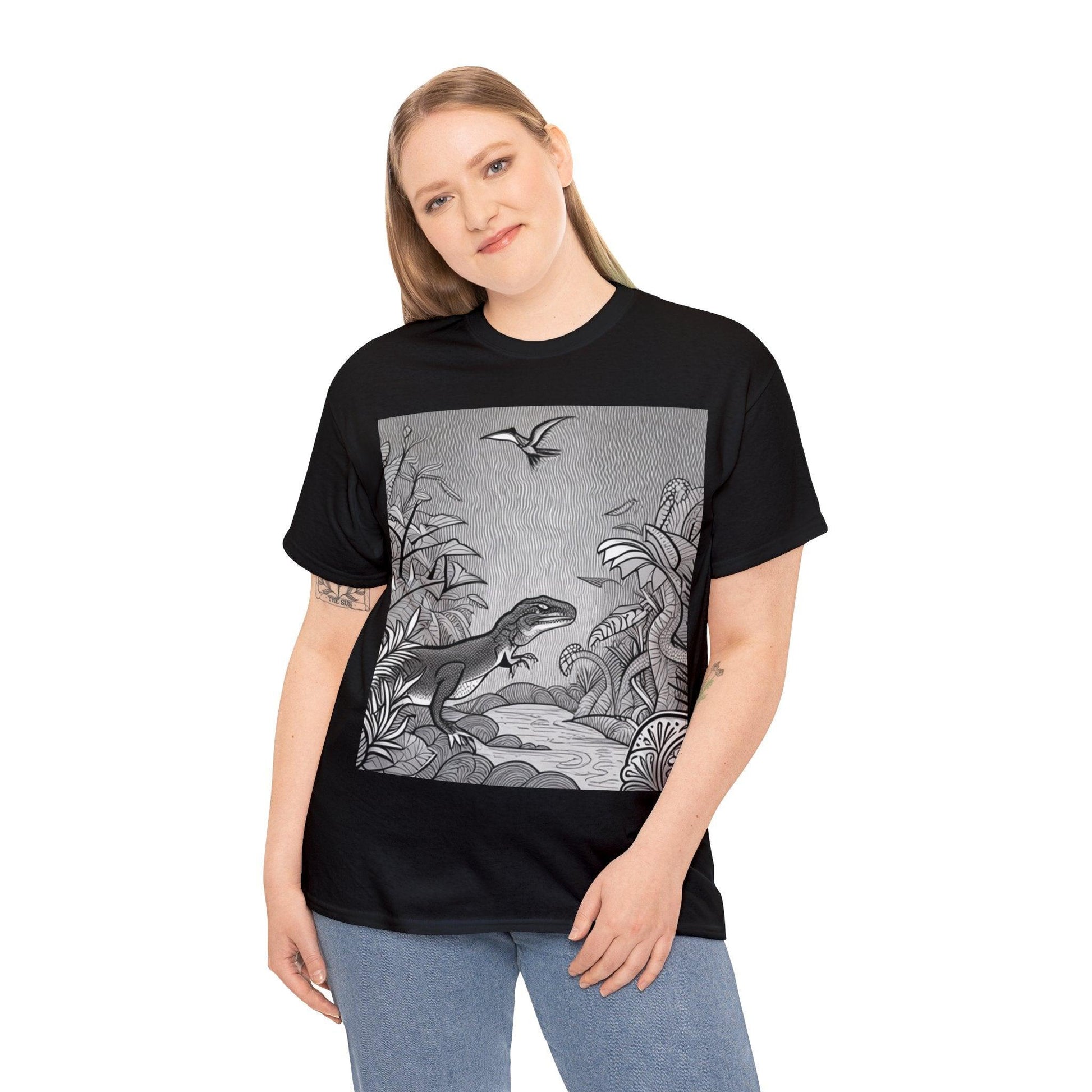 Prehistory Scene Unisex Heavy Cotton Tee - Lizard Vigilante