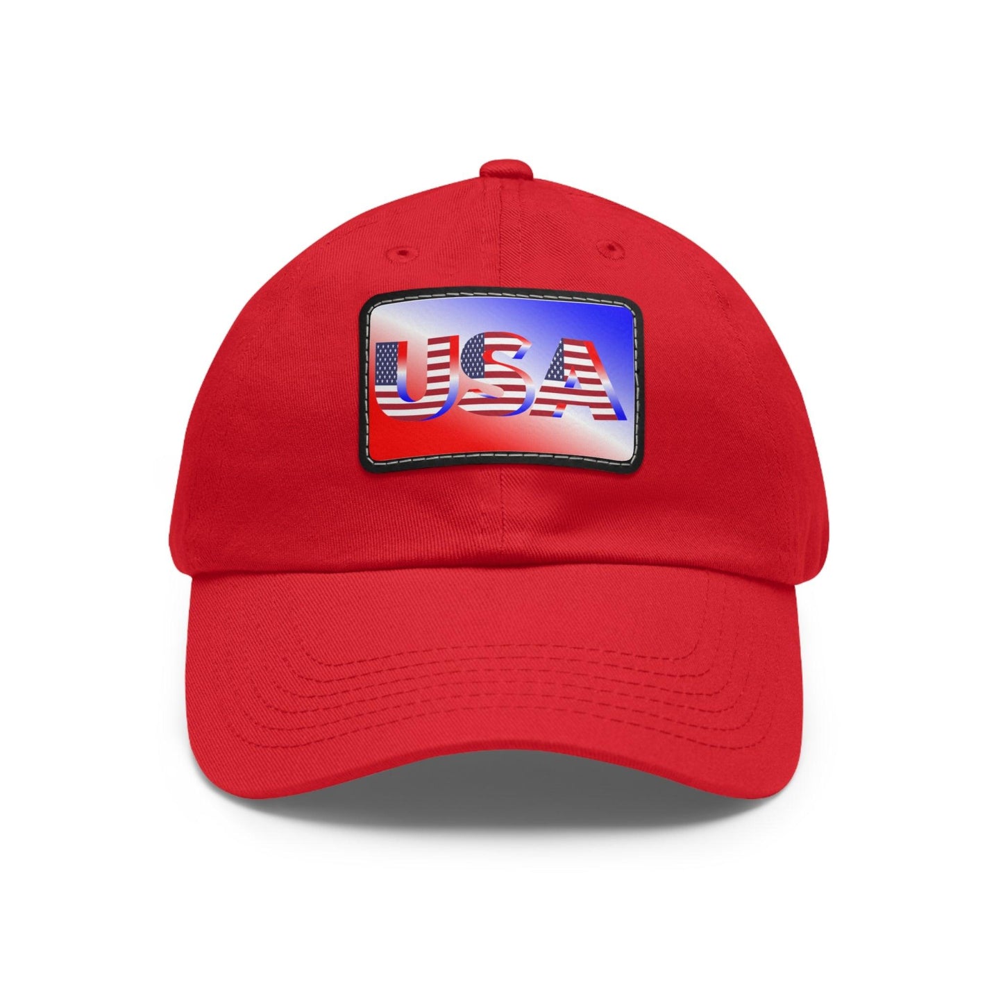 USA Red, White, and Blue Dad Hat with Leather Patch (Rectangle) - Lizard Vigilante