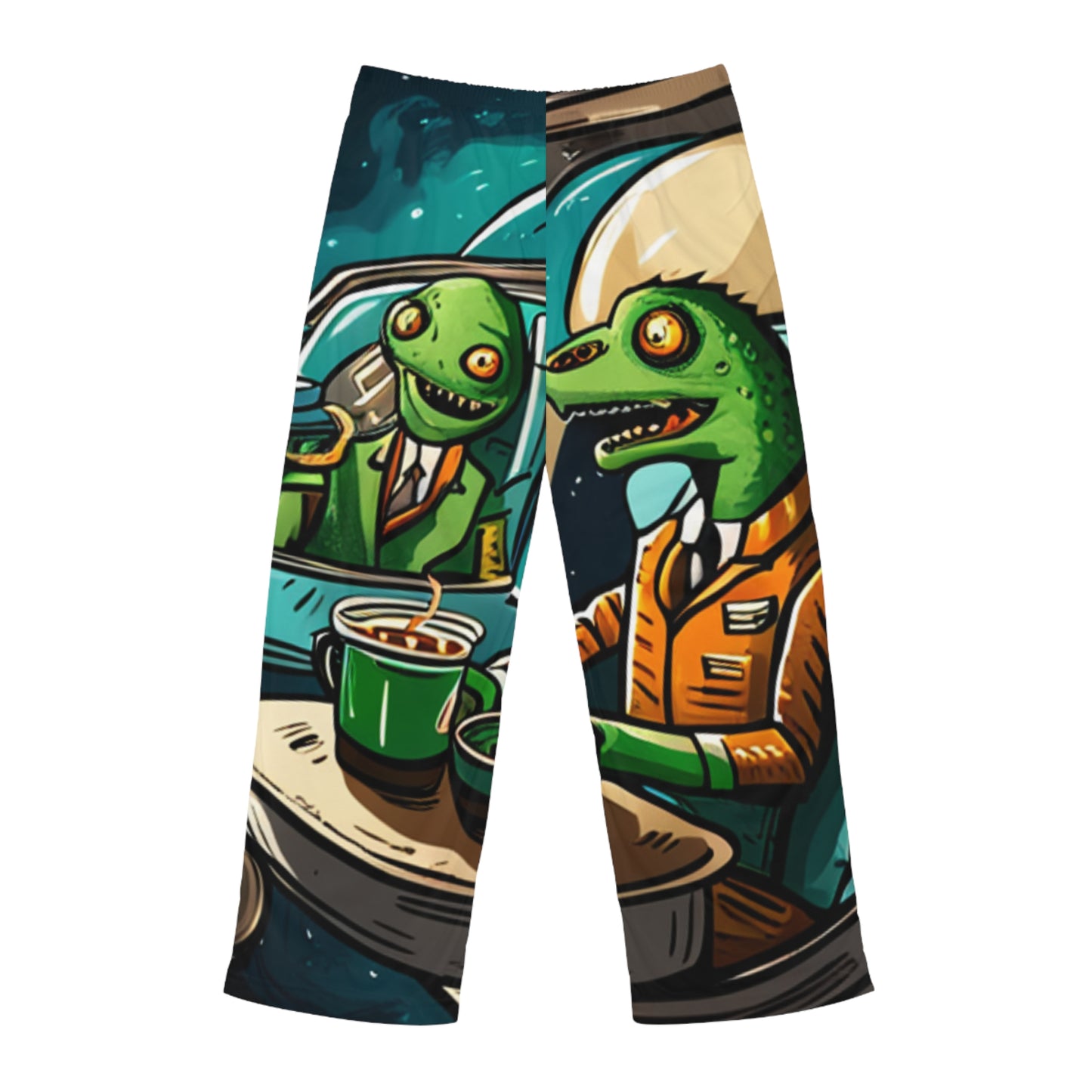 Lizard Vigilante Premium Coffee Break Pod Men's Pajama Pants (AOP) - Lizard Vigilante