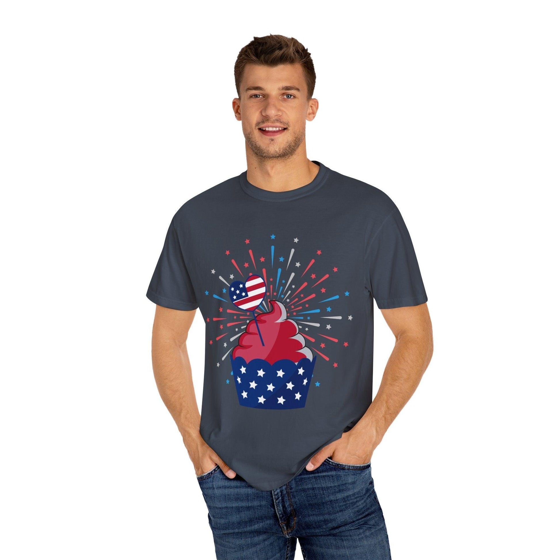 July 4th Cupcake Unisex Garment-Dyed T-shirt - Lizard Vigilante