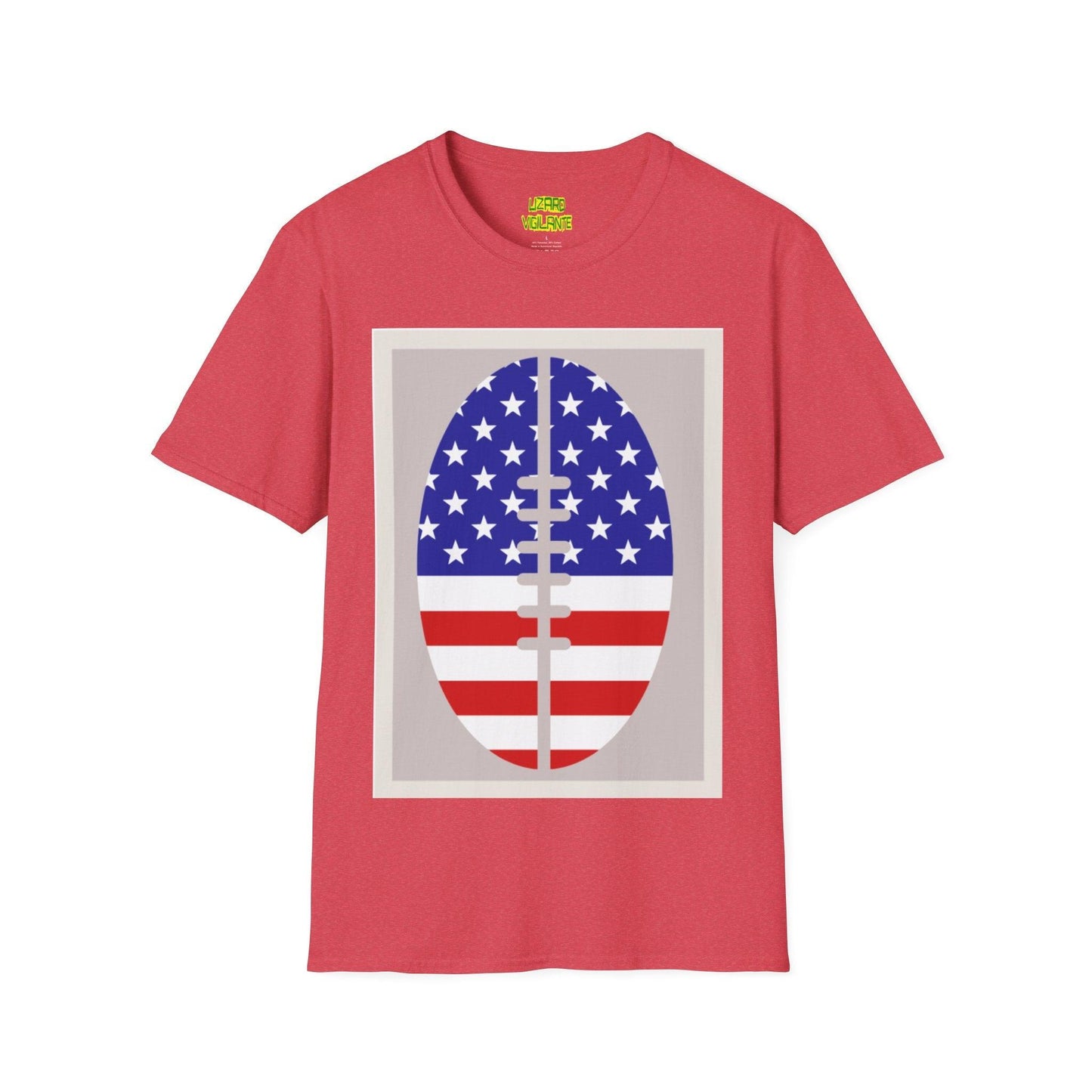 Patriotic American Football Unisex Softstyle T-Shirt - Lizard Vigilante