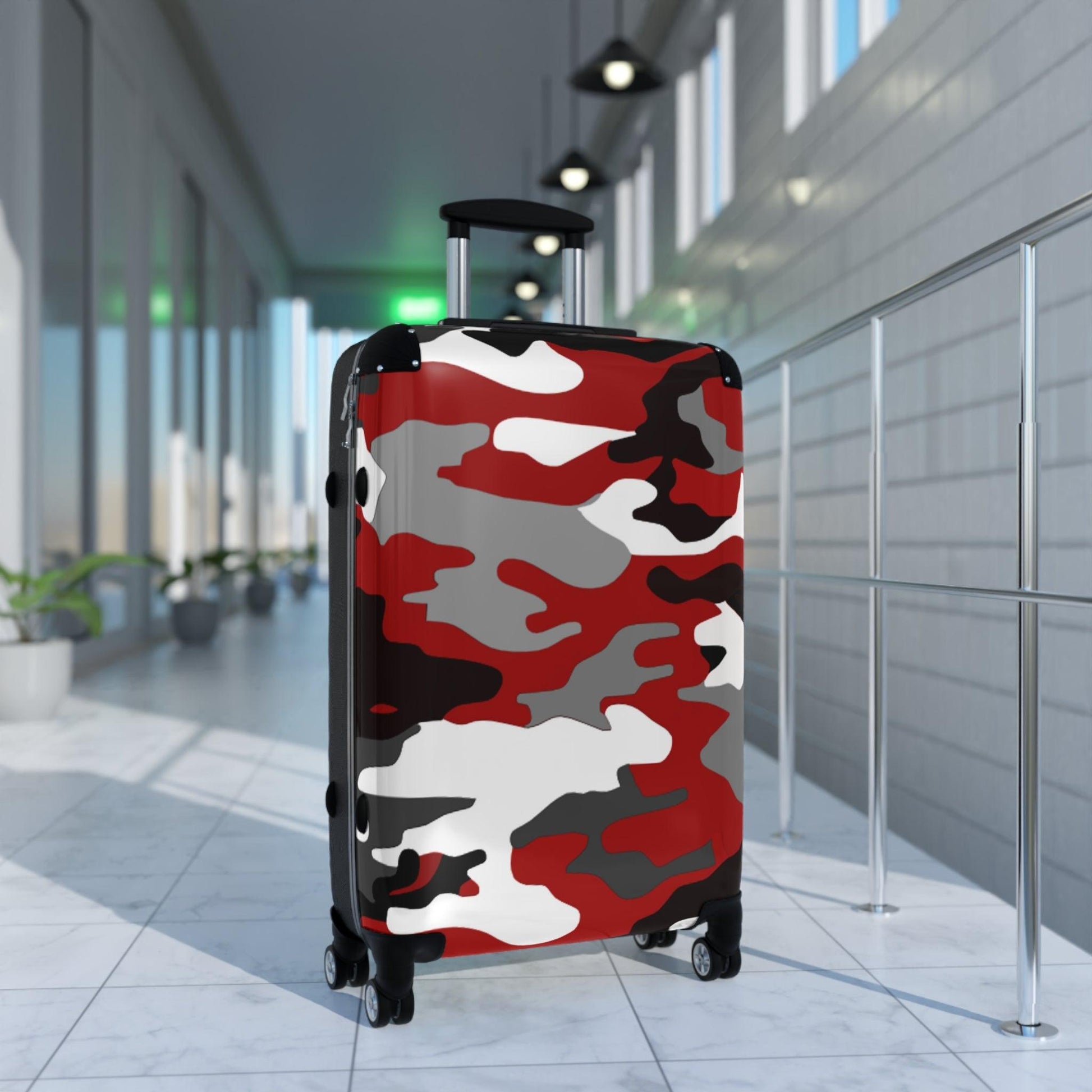 Red Black Grey White Camouflage Suitcase - Lizard Vigilante