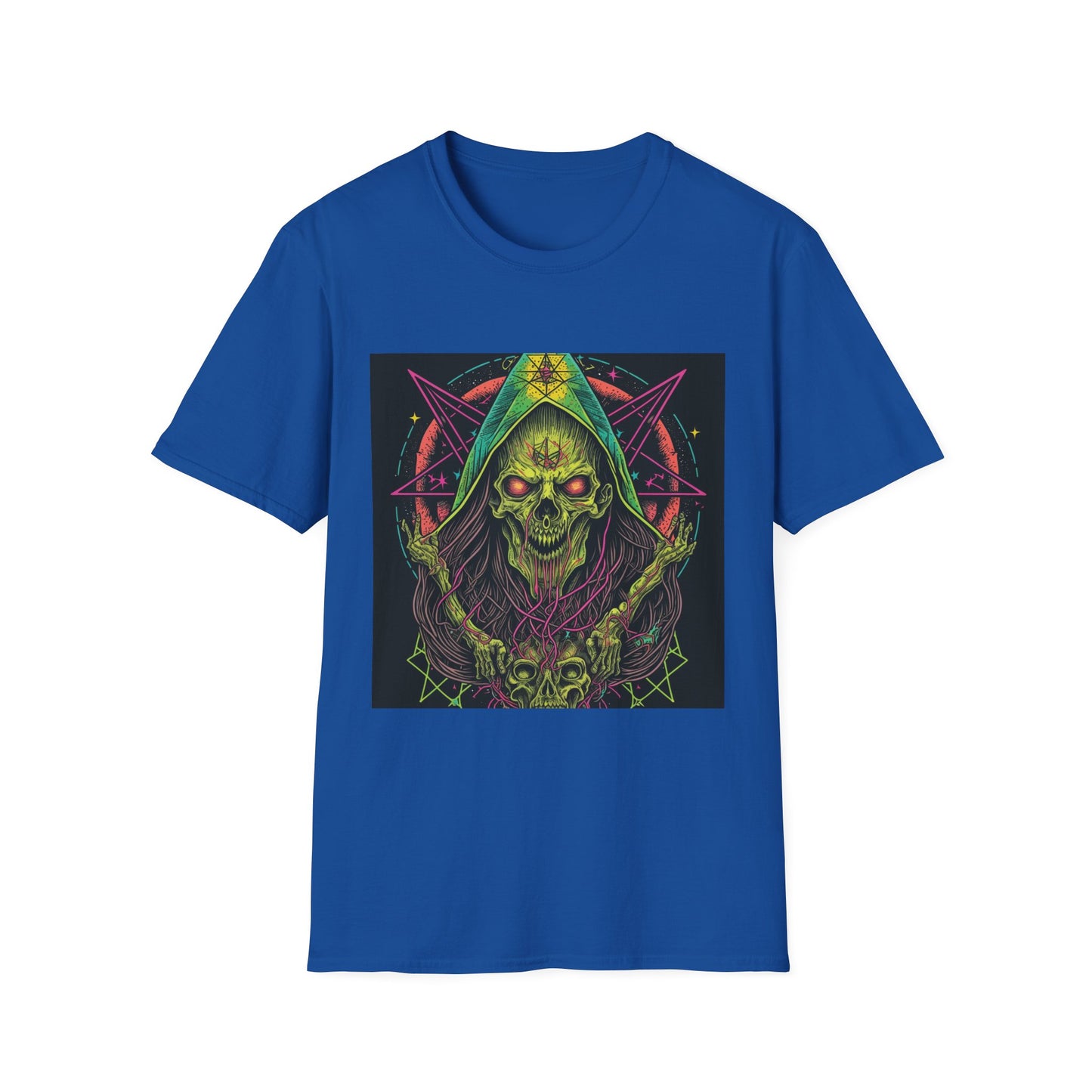 Hooded Skull T-Shirt — Neon Occult Graphic Tee