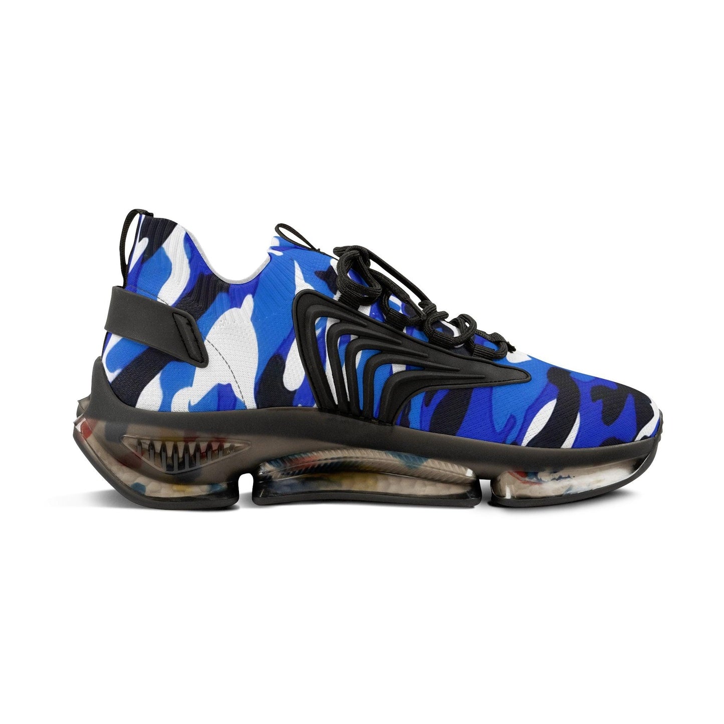 Blue, Grey, Black, White Camouflage Men's Mesh Sneakers - Lizard Vigilante