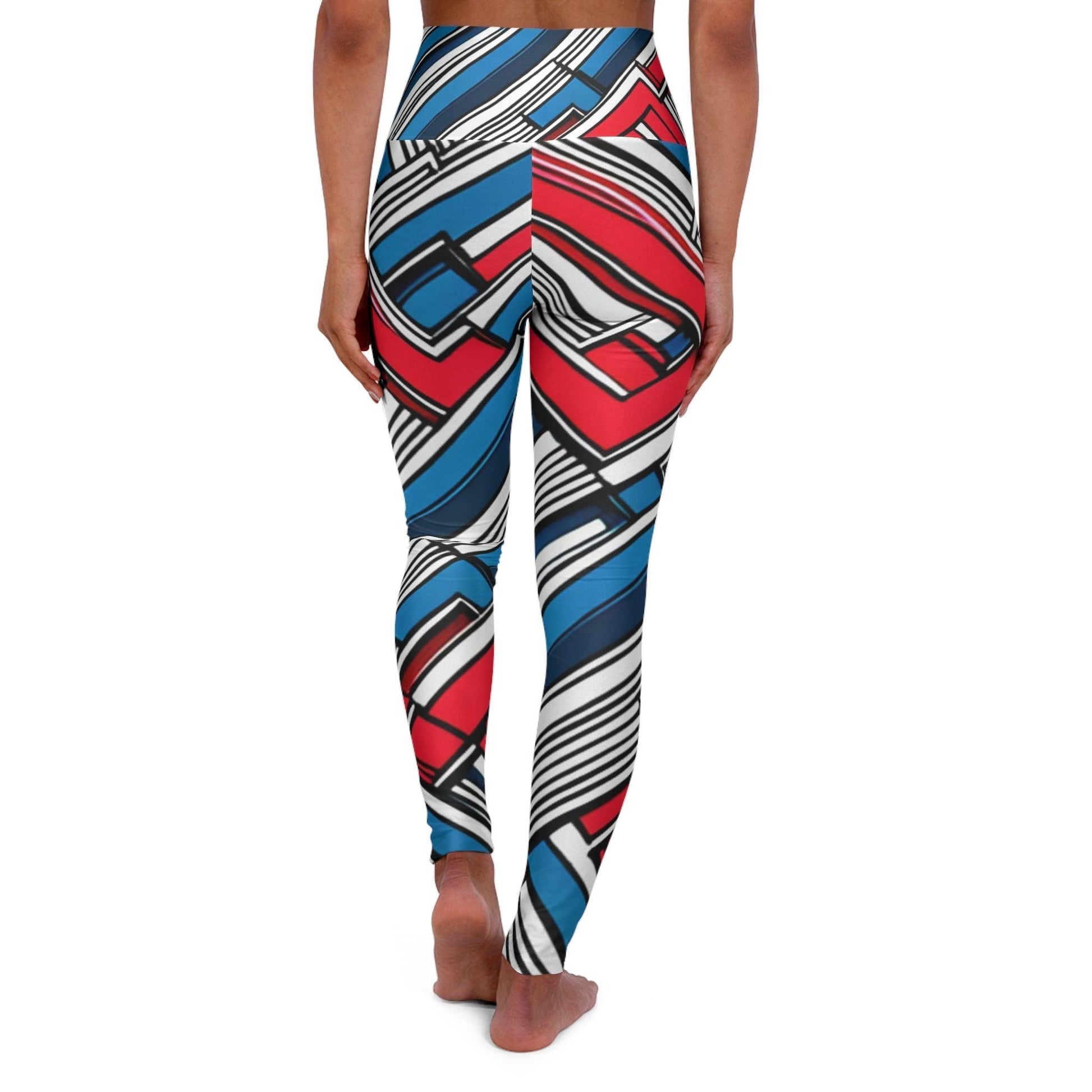 Geometric Patriot High Waisted Yoga Leggings - Lizard Vigilante