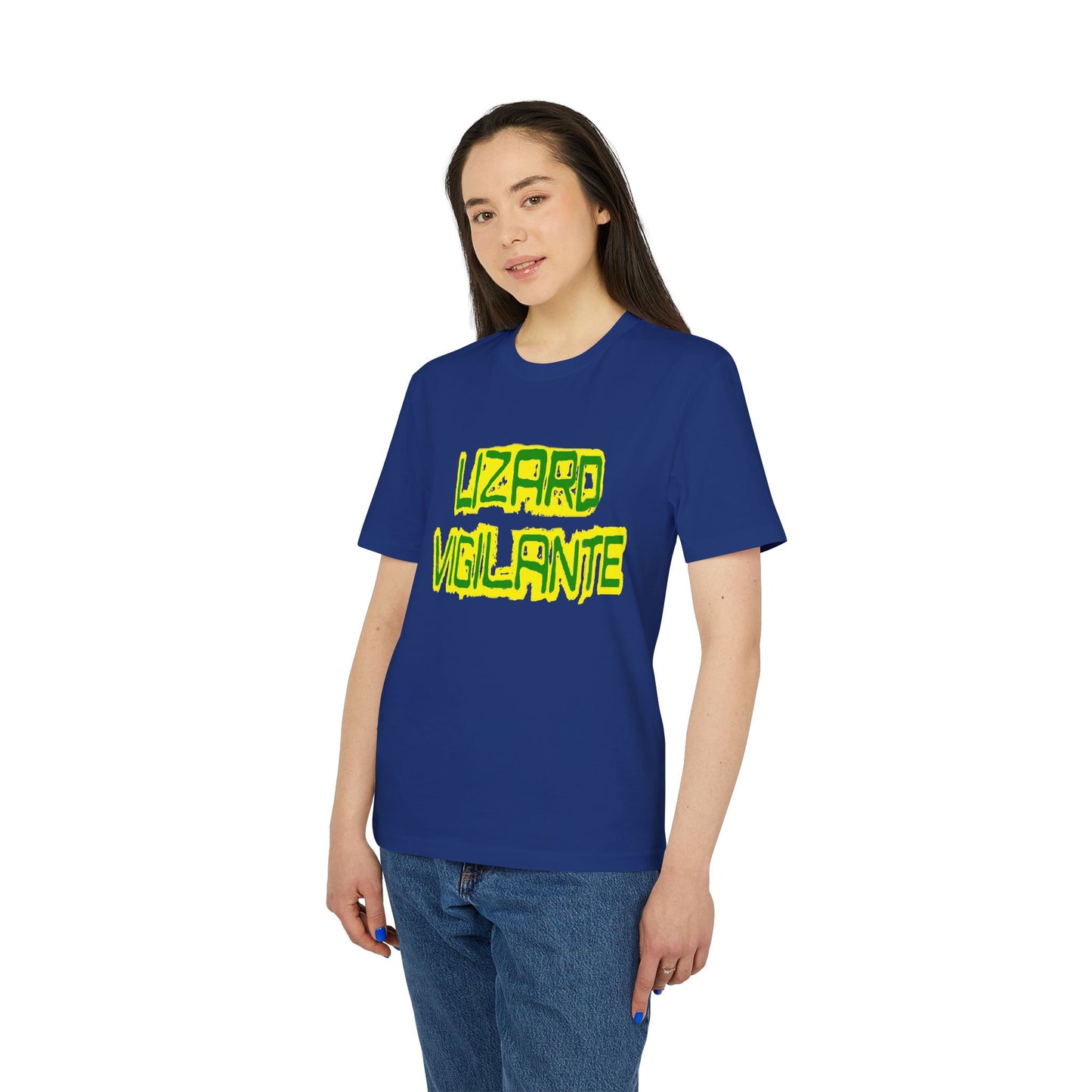 Lizard Vigilante T-Shirt — Retro Neon Graphic Tee for Reptile Fans