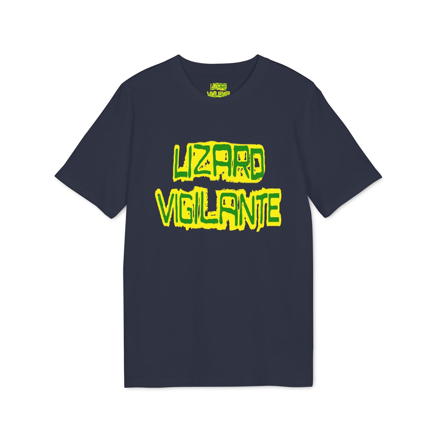 Lizard Vigilante T-Shirt — Retro Neon Graphic Tee for Reptile Fans