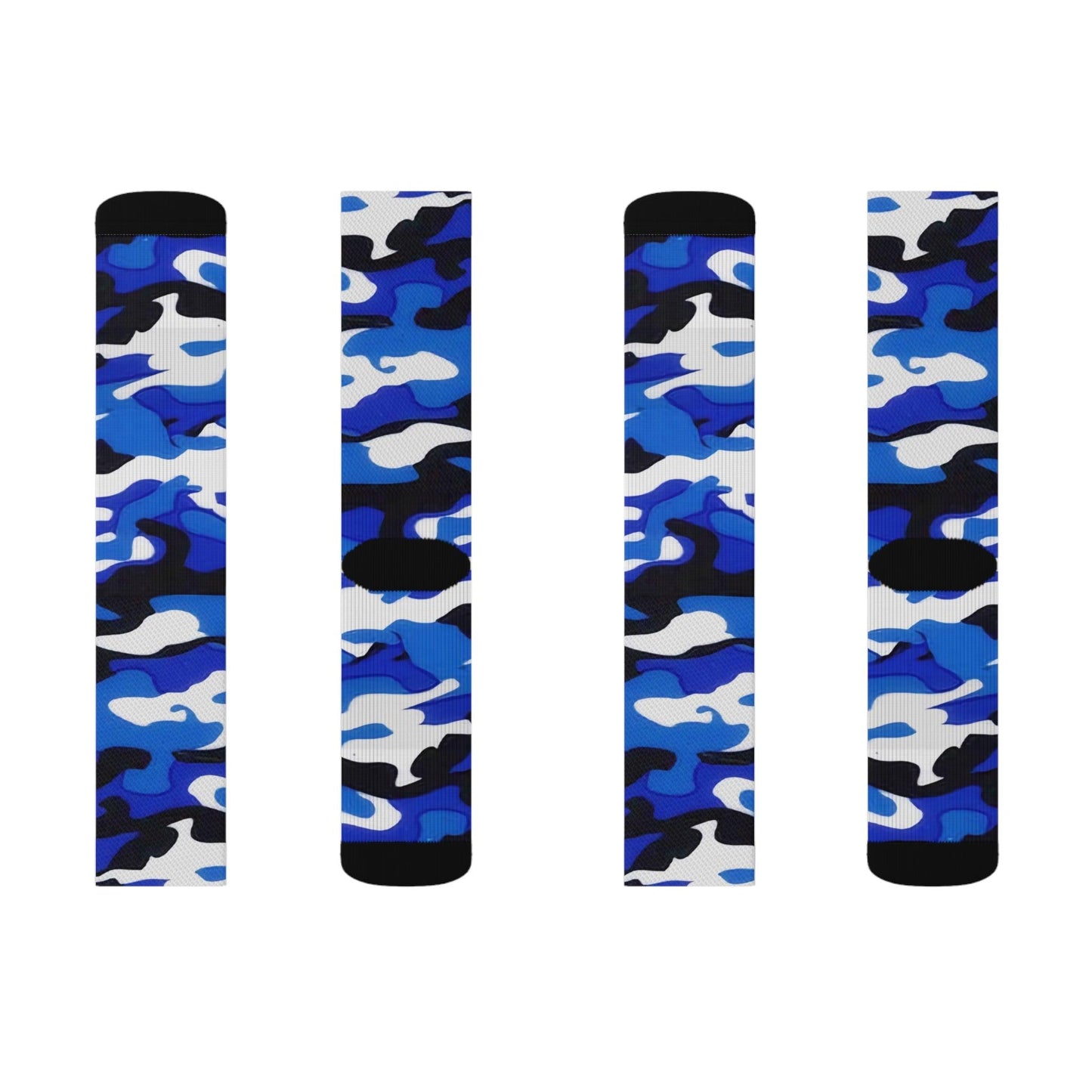 Blue Black White Grey Camo Sublimation Socks - Lizard Vigilante