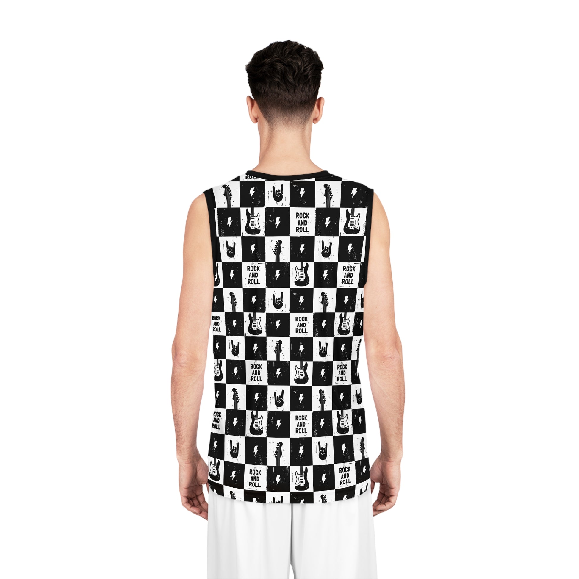 Rock And Roll Squares Basketball Jersey - Lizard Vigilante