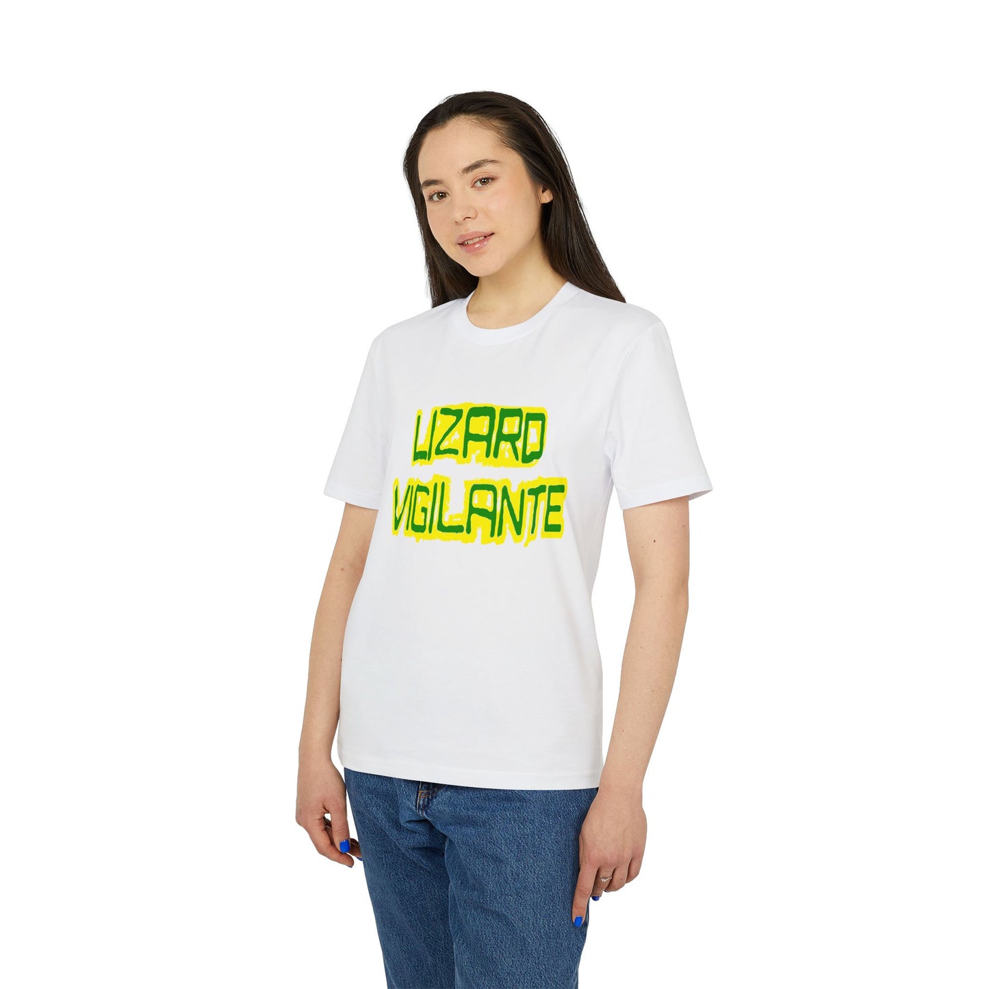 Lizard Vigilante T-Shirt — Retro Neon Graphic Tee for Reptile Fans