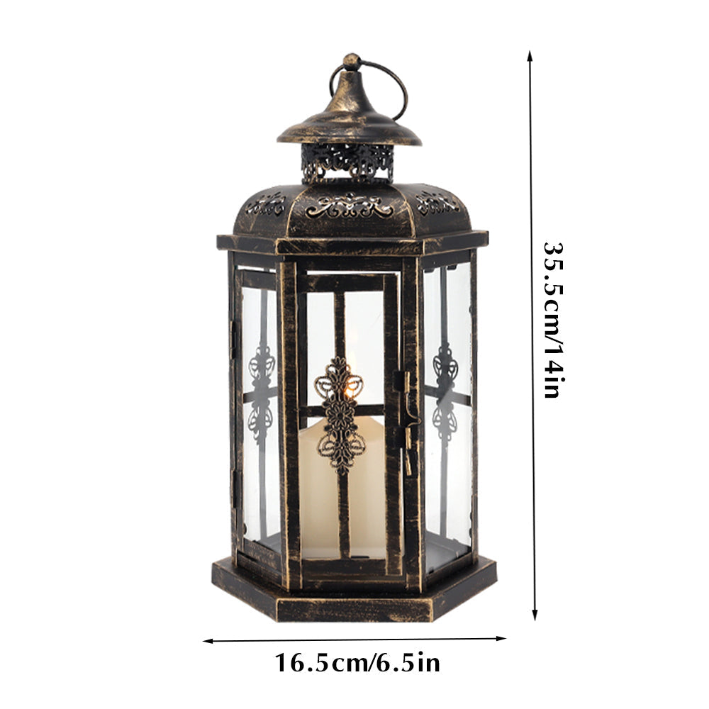 12“H Outdoor Candle Lanterns Vintage Metal Candle Holder