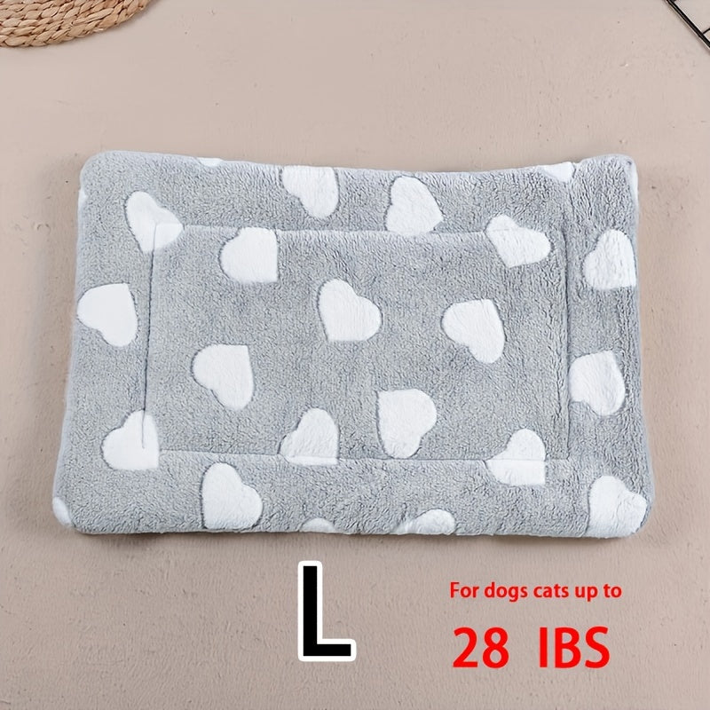 All-Season Dirt-Resistant Rectangular Pet Blanket - Comfortable Dog Paw Heart Print Pet Bed, 1pc