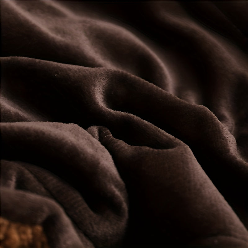 1pc Cozy Double Layer Sherpa Blanket for All Seasons - Perfect for Bed, Sofa, Camping and More!