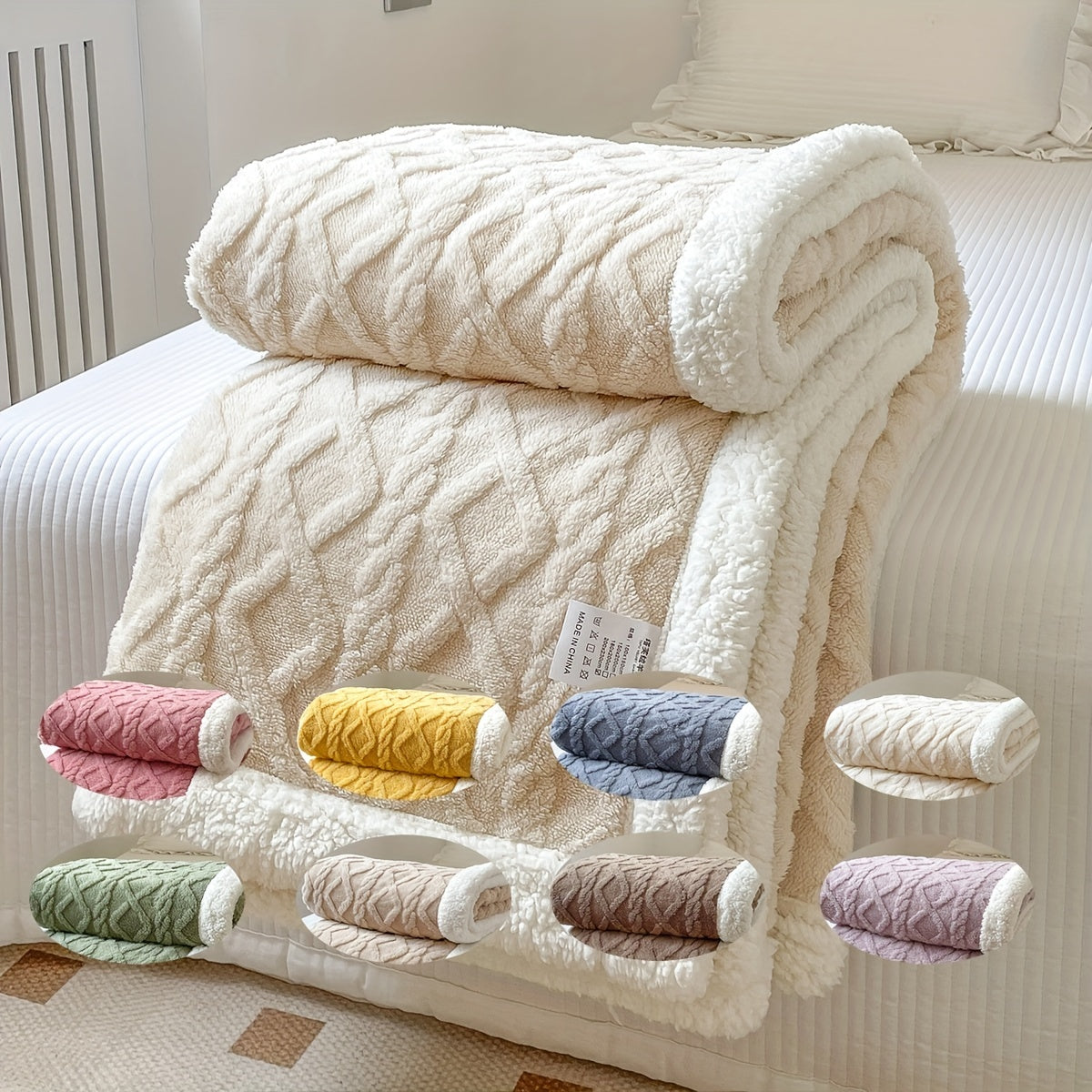 1pc Double-Sided Fleece Bed Blanket, Autumn And Winter Thickened Sofa Blanket, Air Conditioning Blanket, Suitable For All Seasons, Christmas present