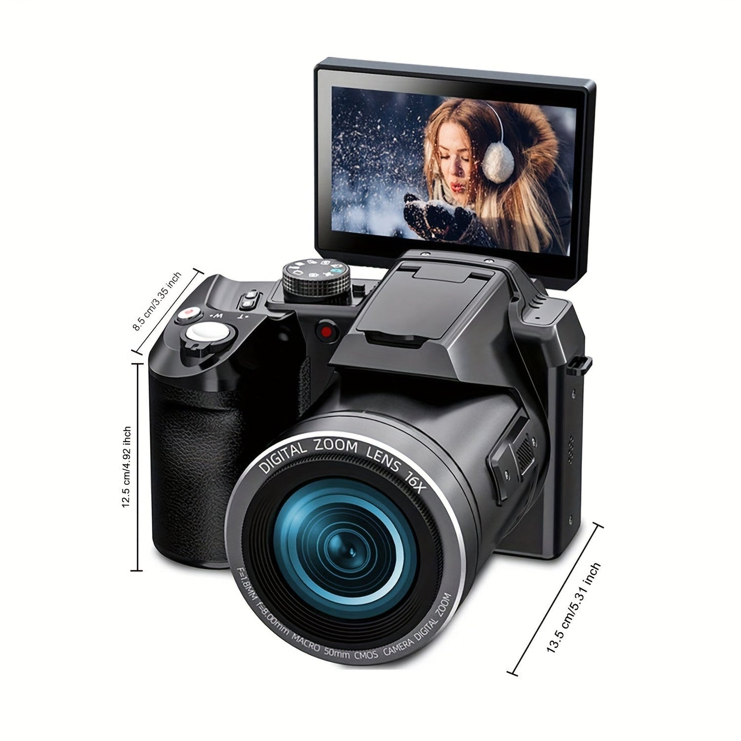 NBD 64MP Digital Camera for Photography, 5K Vlogging Camera for YouTube with 3" Flip Screen, 16X Digital Zoom, Autofocus, 2 Batteries, 32GB TF Card(S205, Black)