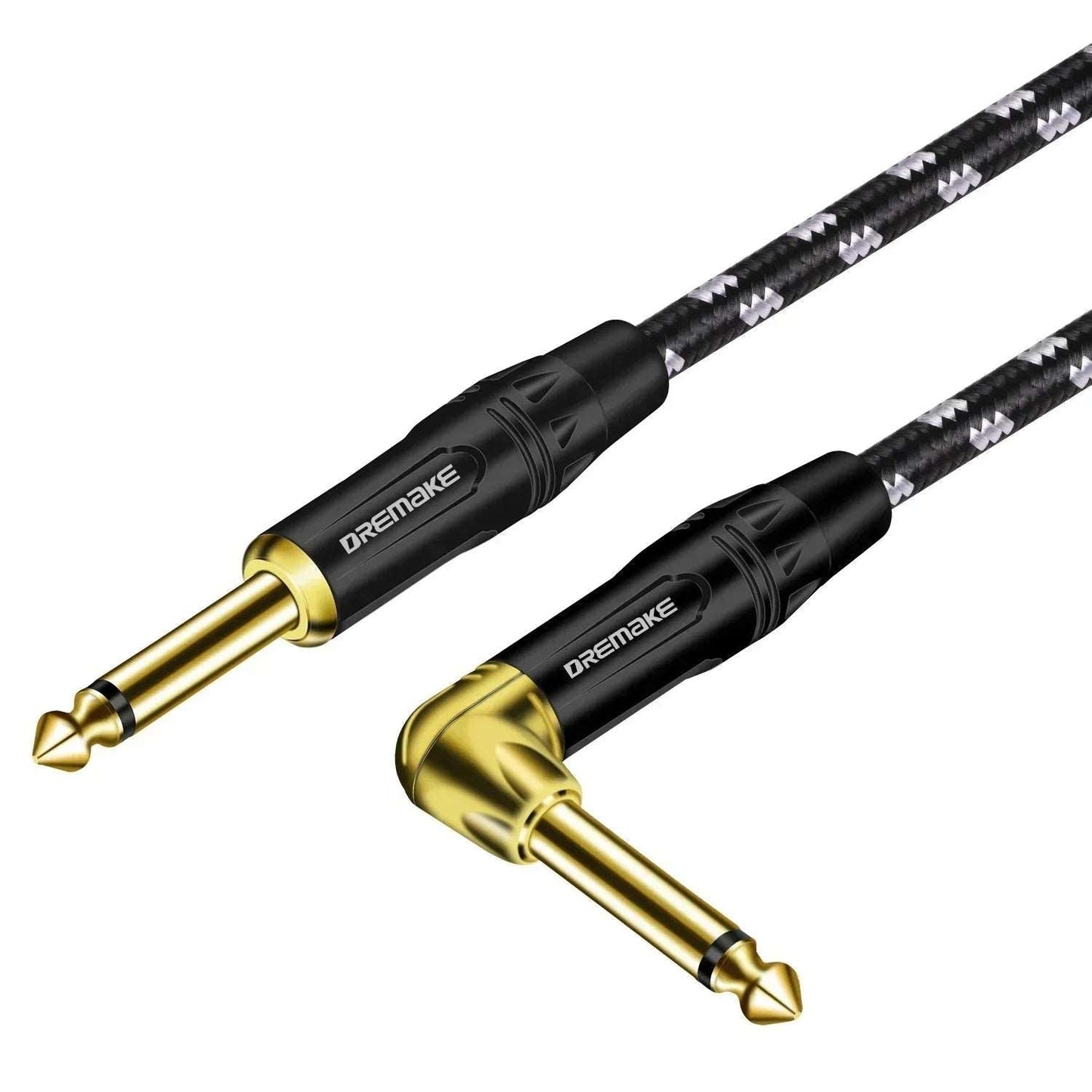 1/4 Inch Straight to 1/4 Inch Right Angle Dremake Instrument Cable - Professional Electric Guitar Cord and Amp Cable - Lizard Vigilante