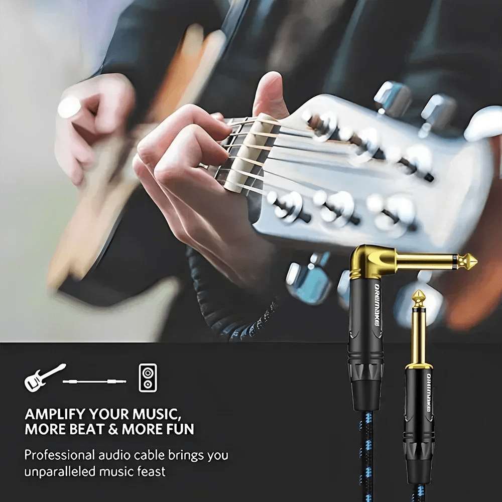 1/4 Inch Straight to 1/4 Inch Right Angle Dremake Instrument Cable - Professional Electric Guitar Cord and Amp Cable - Premium guitar from Lizard Vigilante - Just $15.99! Shop now at Lizard Vigilante