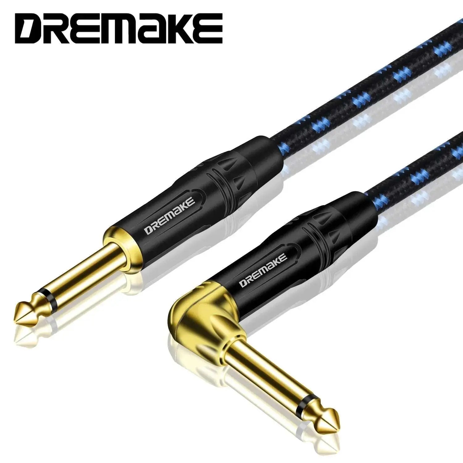 1/4 Inch Straight to 1/4 Inch Right Angle Dremake Instrument Cable - Professional Electric Guitar Cord and Amp Cable - Premium guitar from Lizard Vigilante - Just $15.99! Shop now at Lizard Vigilante