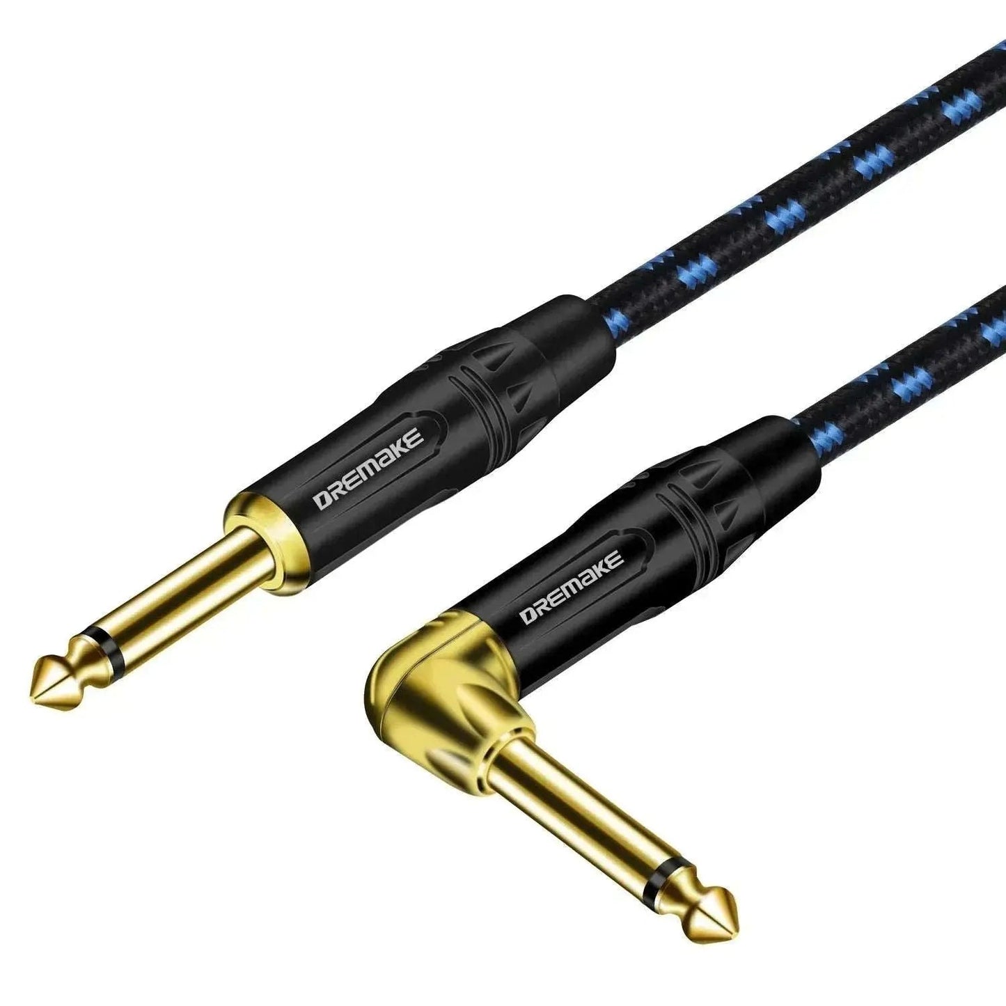 1/4 Inch Straight to 1/4 Inch Right Angle Dremake Instrument Cable - Professional Electric Guitar Cord and Amp Cable - Premium guitar from Lizard Vigilante - Just $15.99! Shop now at Lizard Vigilante