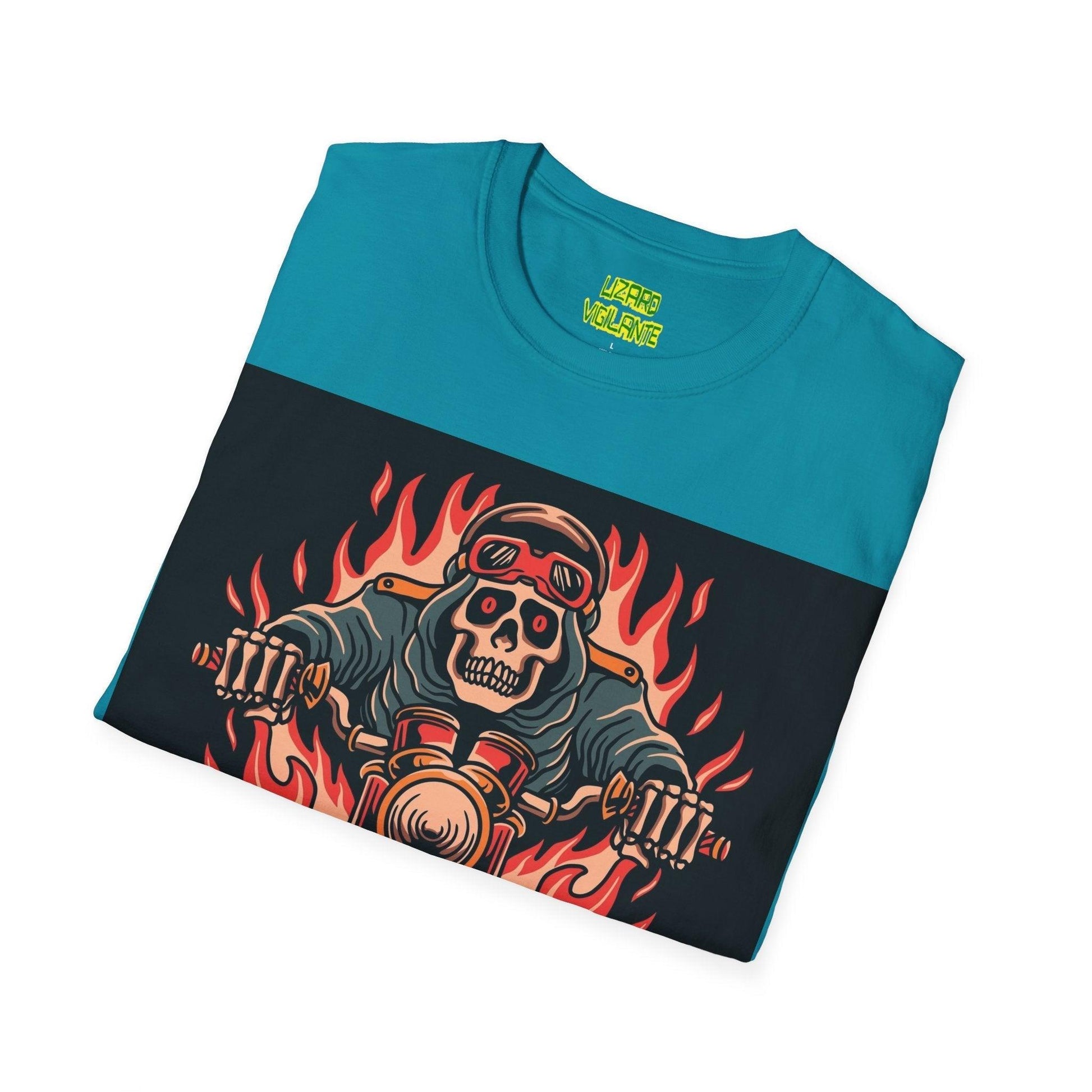 Skeleton Biker Unisex Softstyle T-Shirt - Lizard Vigilante