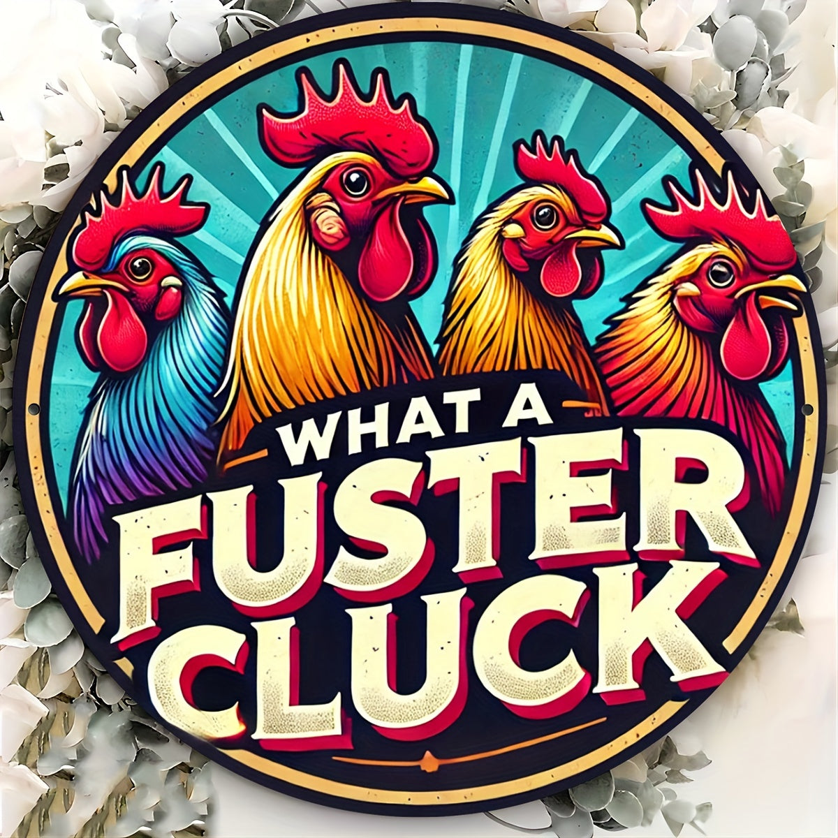 1pc, "What a Fuster Cluck" Rooster Sign, 8x8 inches (20x20cm) - Premium sign from Lizard Vigilante - Just $19.99! Shop now at Lizard Vigilante