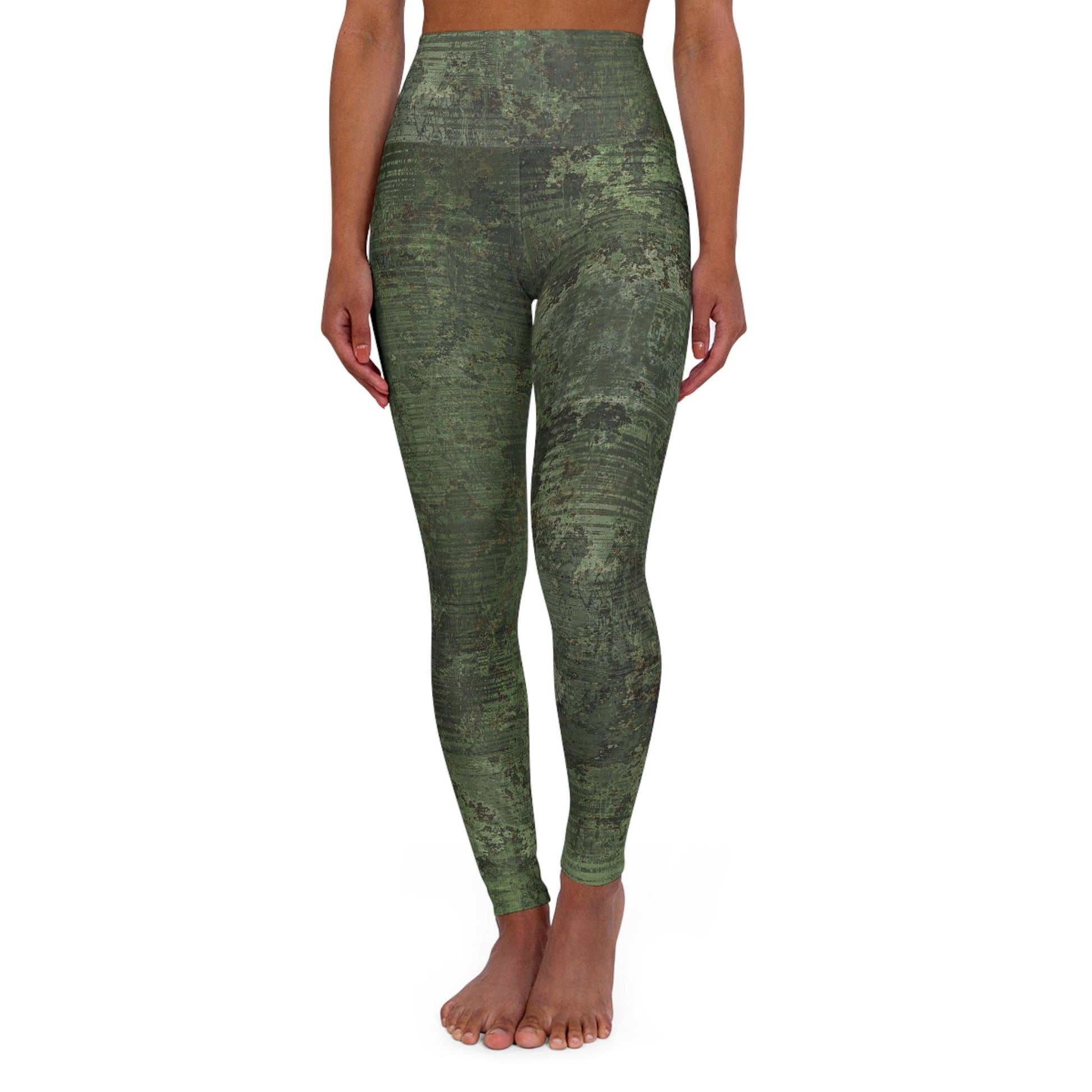 Dirty Green Camo Army High Waisted Yoga Leggings - Lizard Vigilante