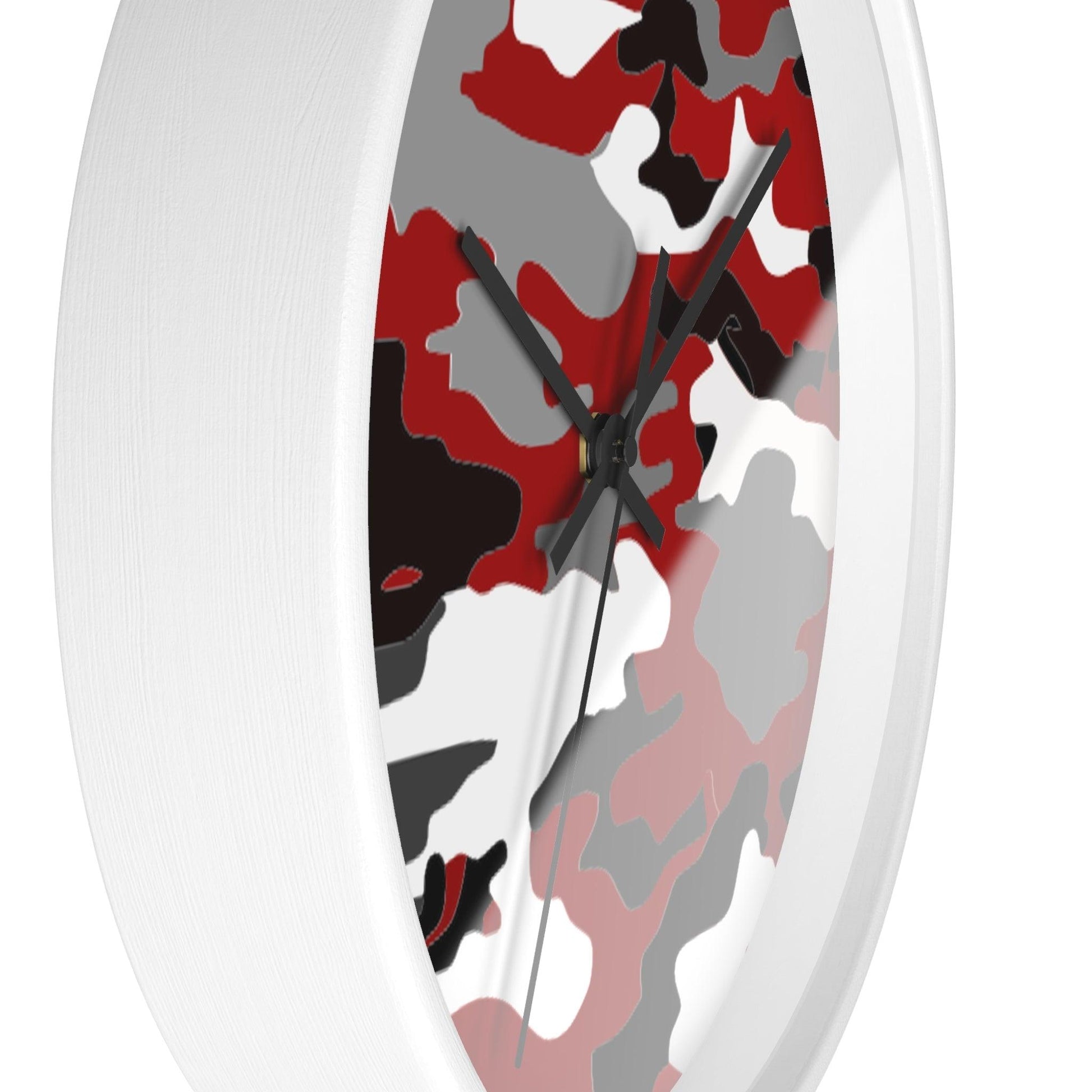 Red Black White Camo Wall Clock - Lizard Vigilante