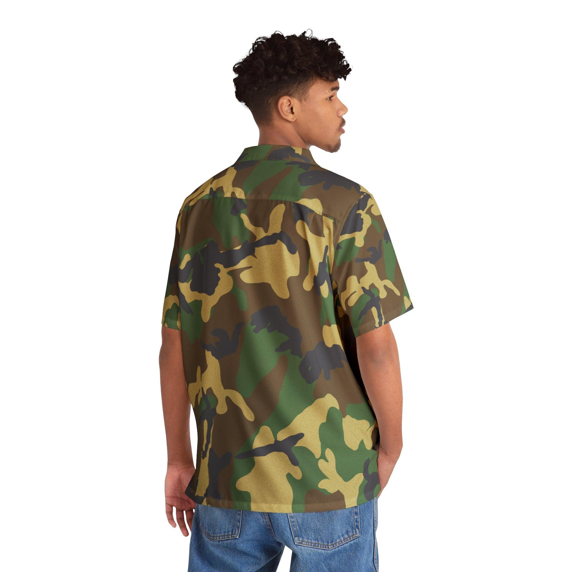 Green Camouflage Men's Hawaiian Shirt - Lizard Vigilante